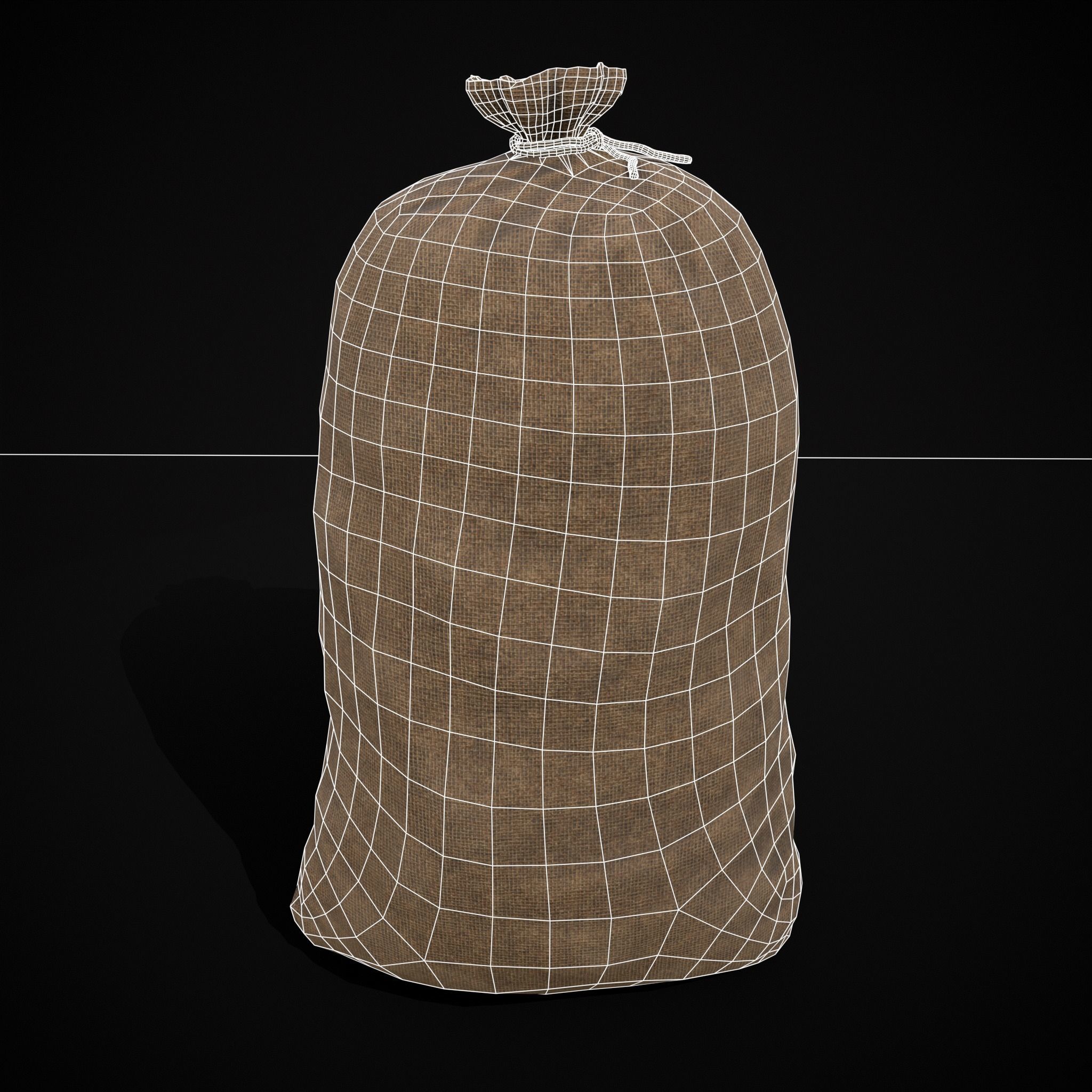 Burlap Sacks of Green Apples Low-poly 3D model_16