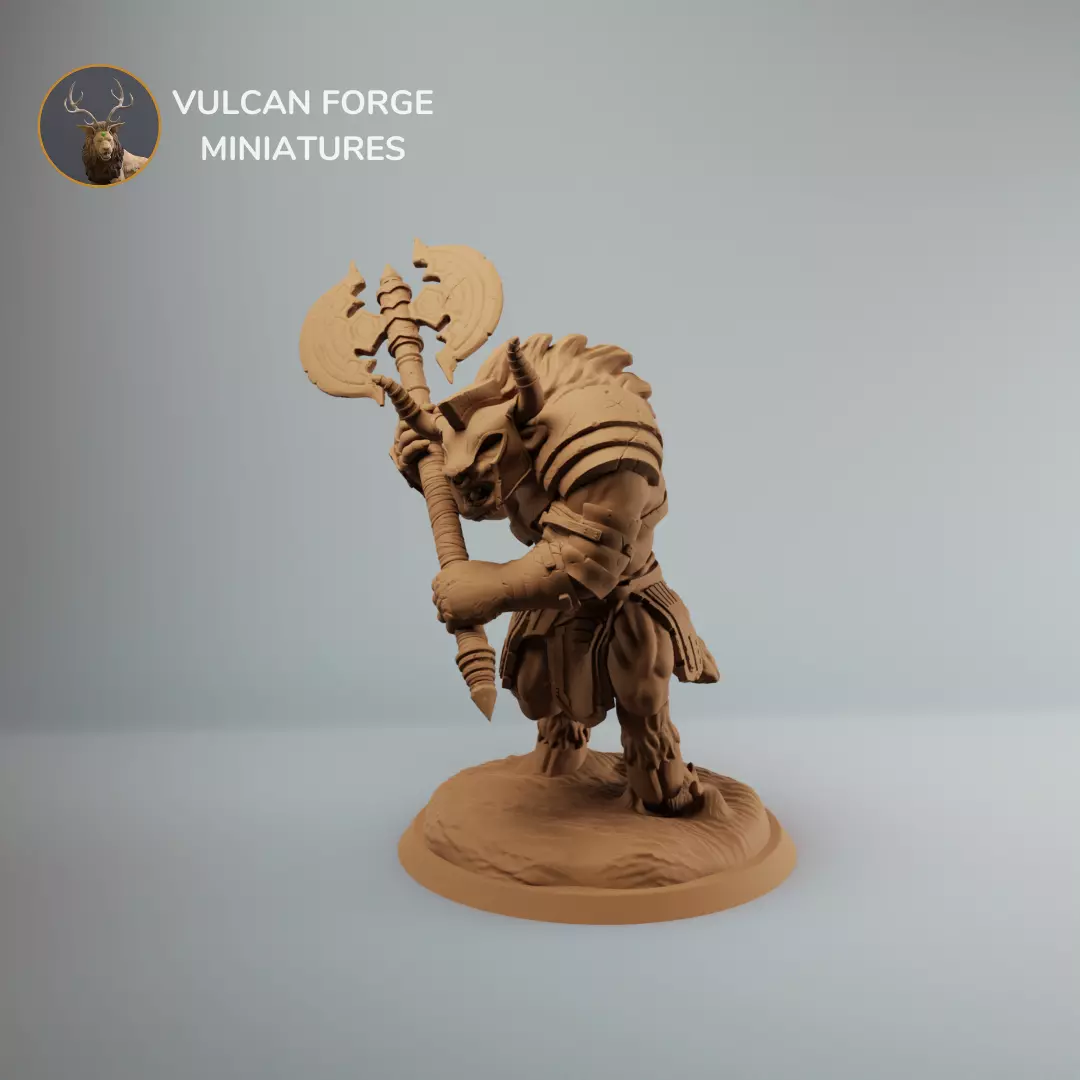Minotaur Gladiator with axe dnd miniature - pre supported 3D print model