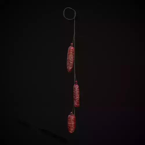 Hanging Smoked Pork Sausage Low-poly 3D model