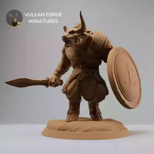 Minotaur Gladiator with sword and shield - pre supported