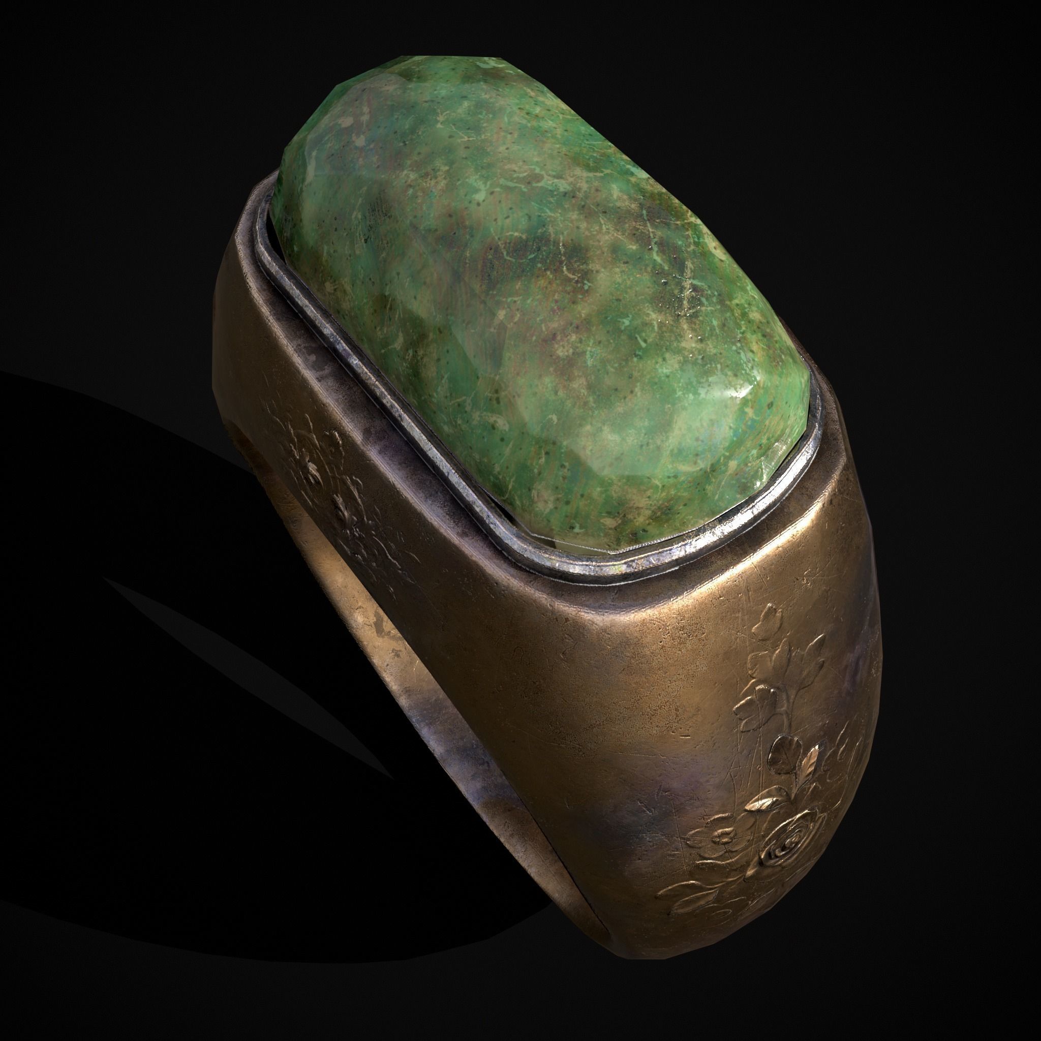 Jade Signet Ring Low-poly 3D model_9