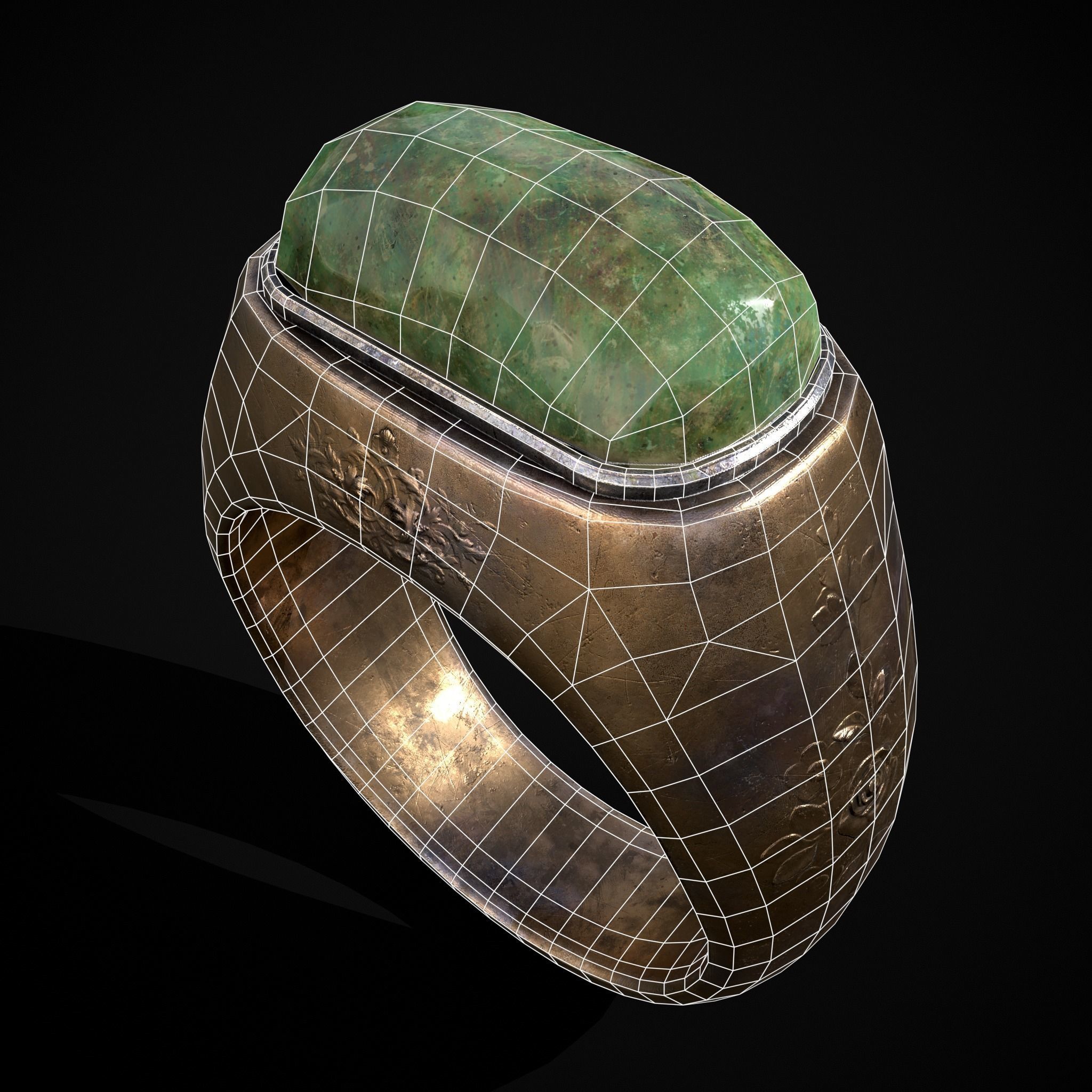 Jade Signet Ring Low-poly 3D model_18