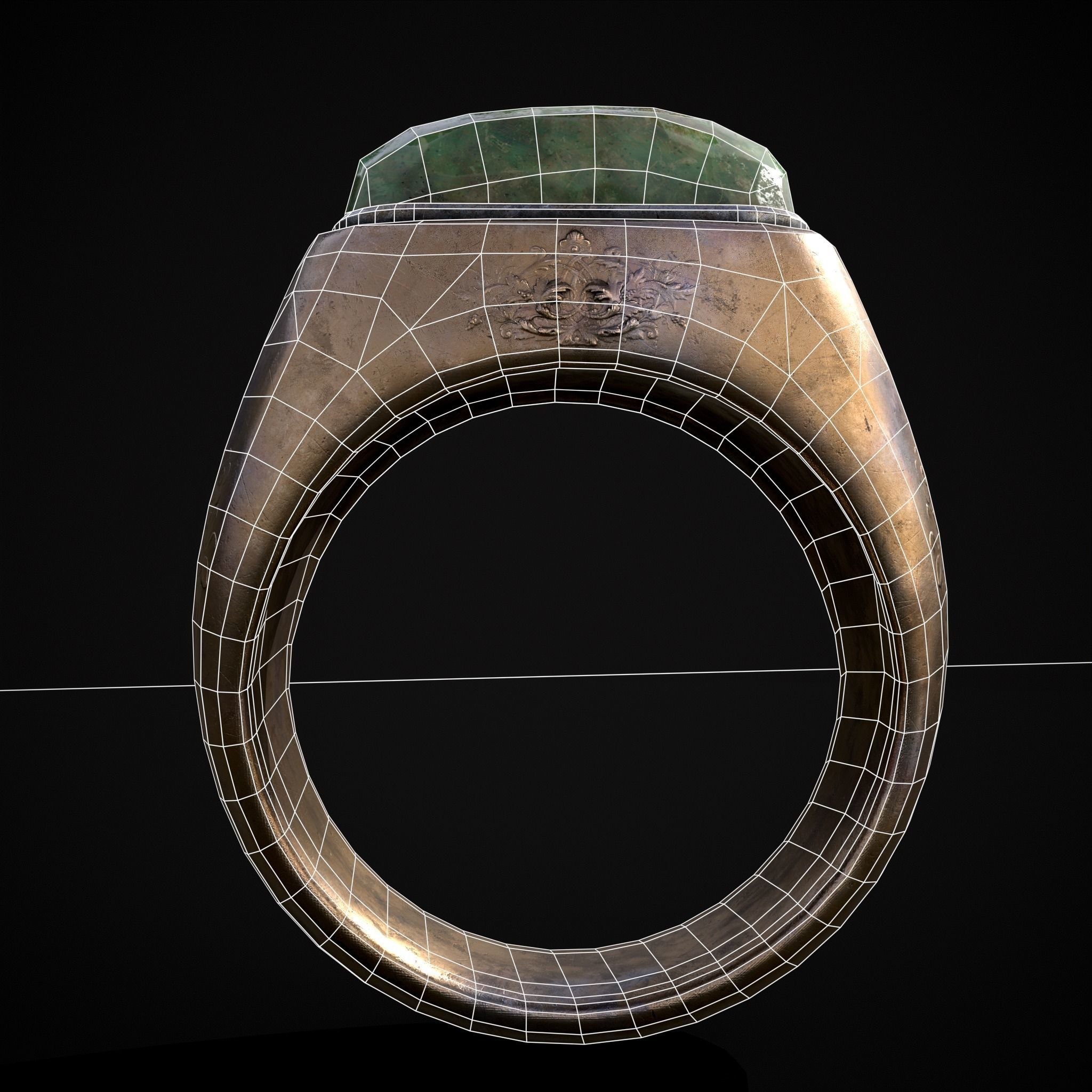Jade Signet Ring Low-poly 3D model_16