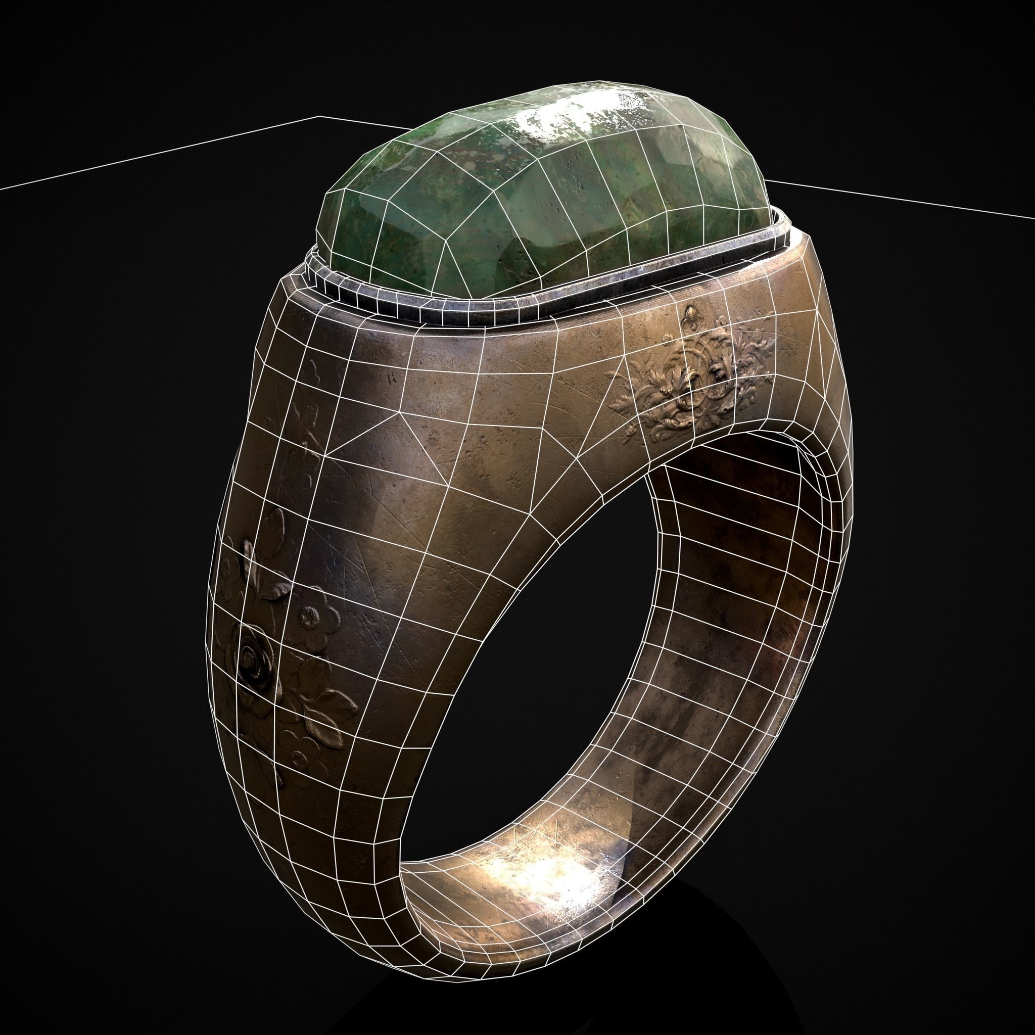 Jade Signet Ring Low-poly 3D model_14