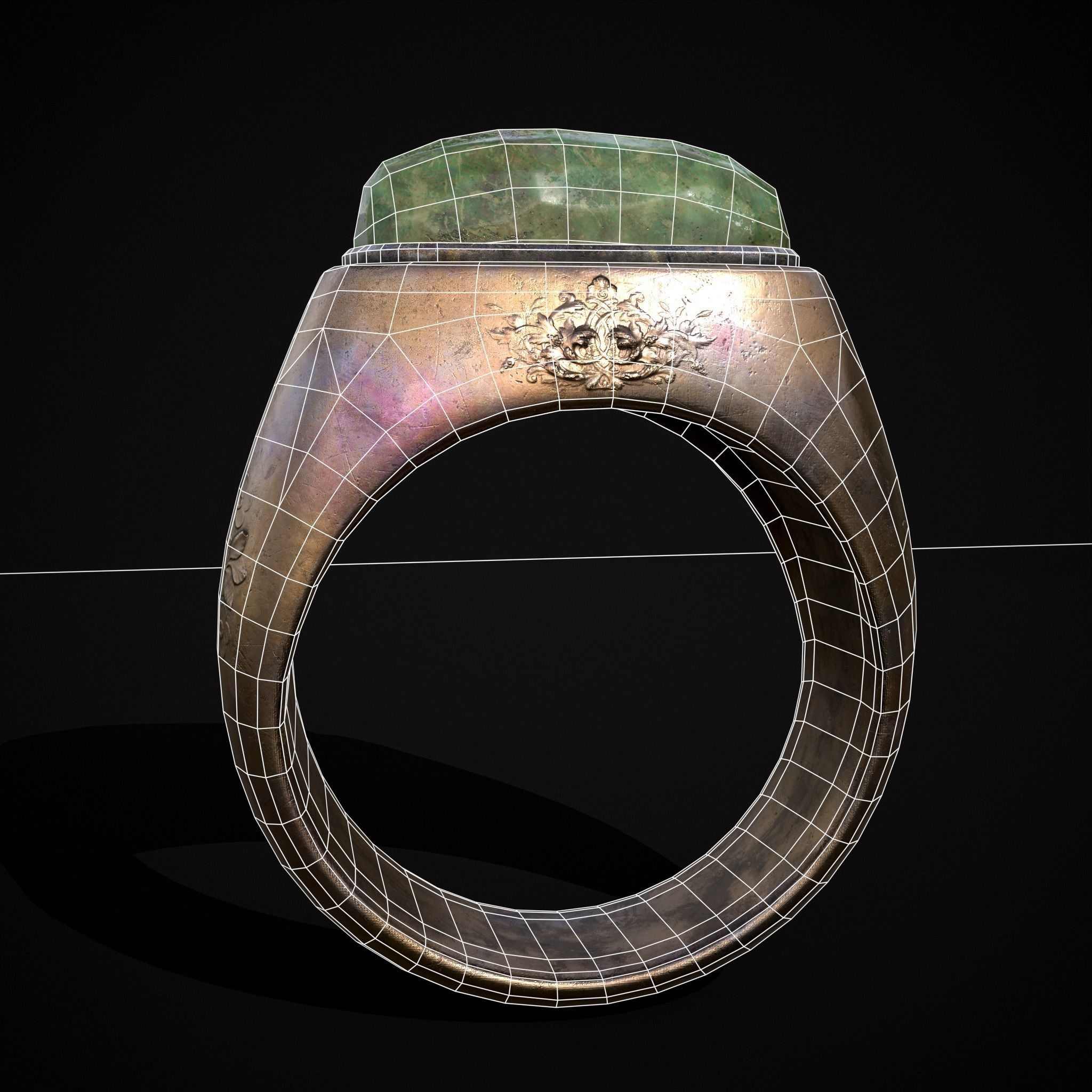 Jade Signet Ring Low-poly 3D model_4