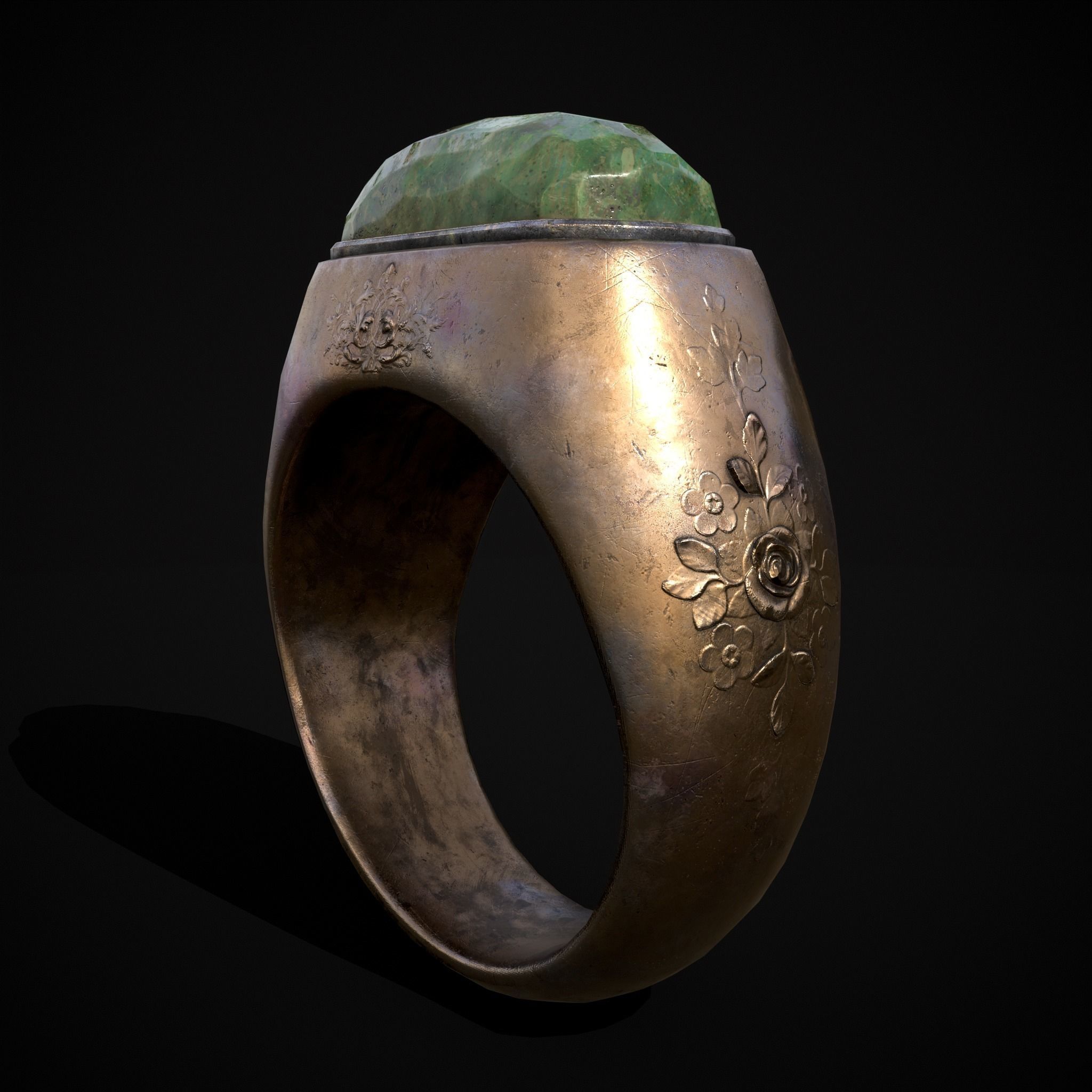 Jade Signet Ring Low-poly 3D model_5