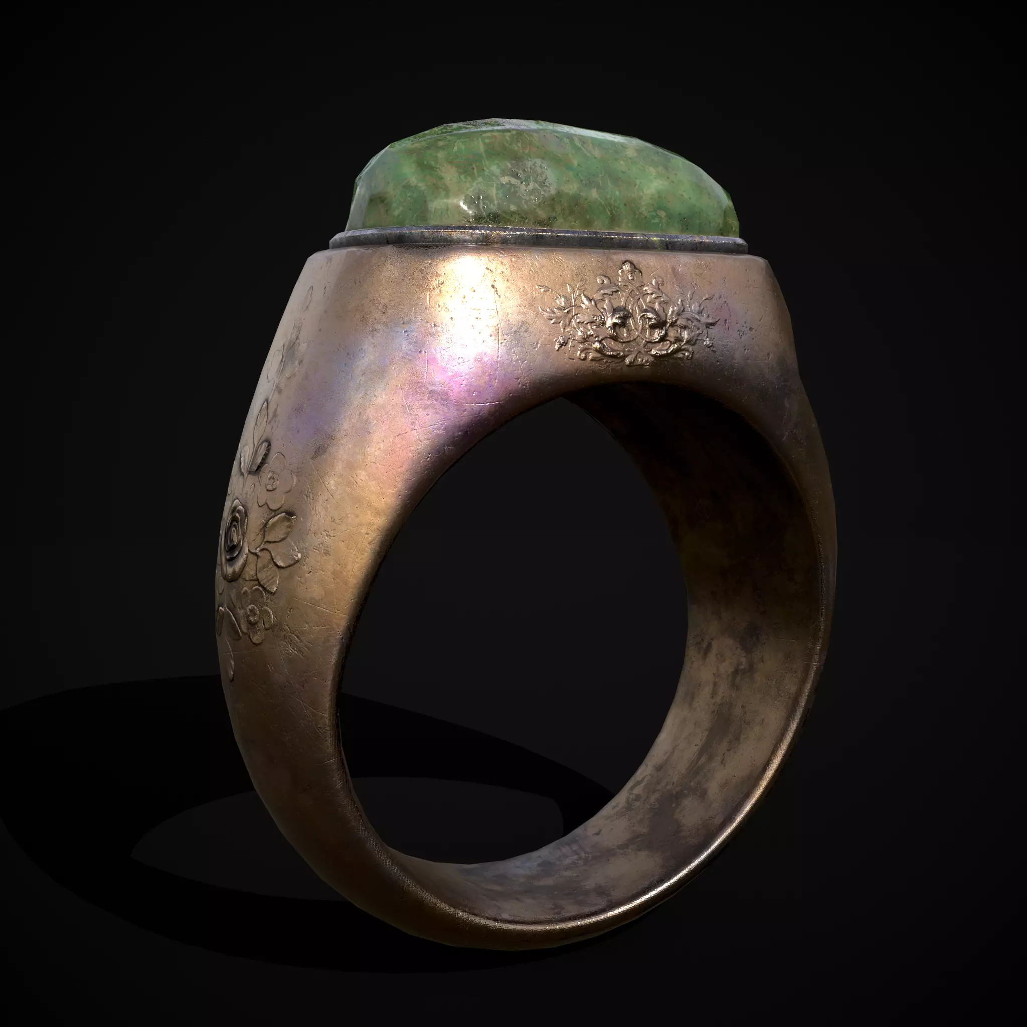 Jade Signet Ring Low-poly 3D model_0