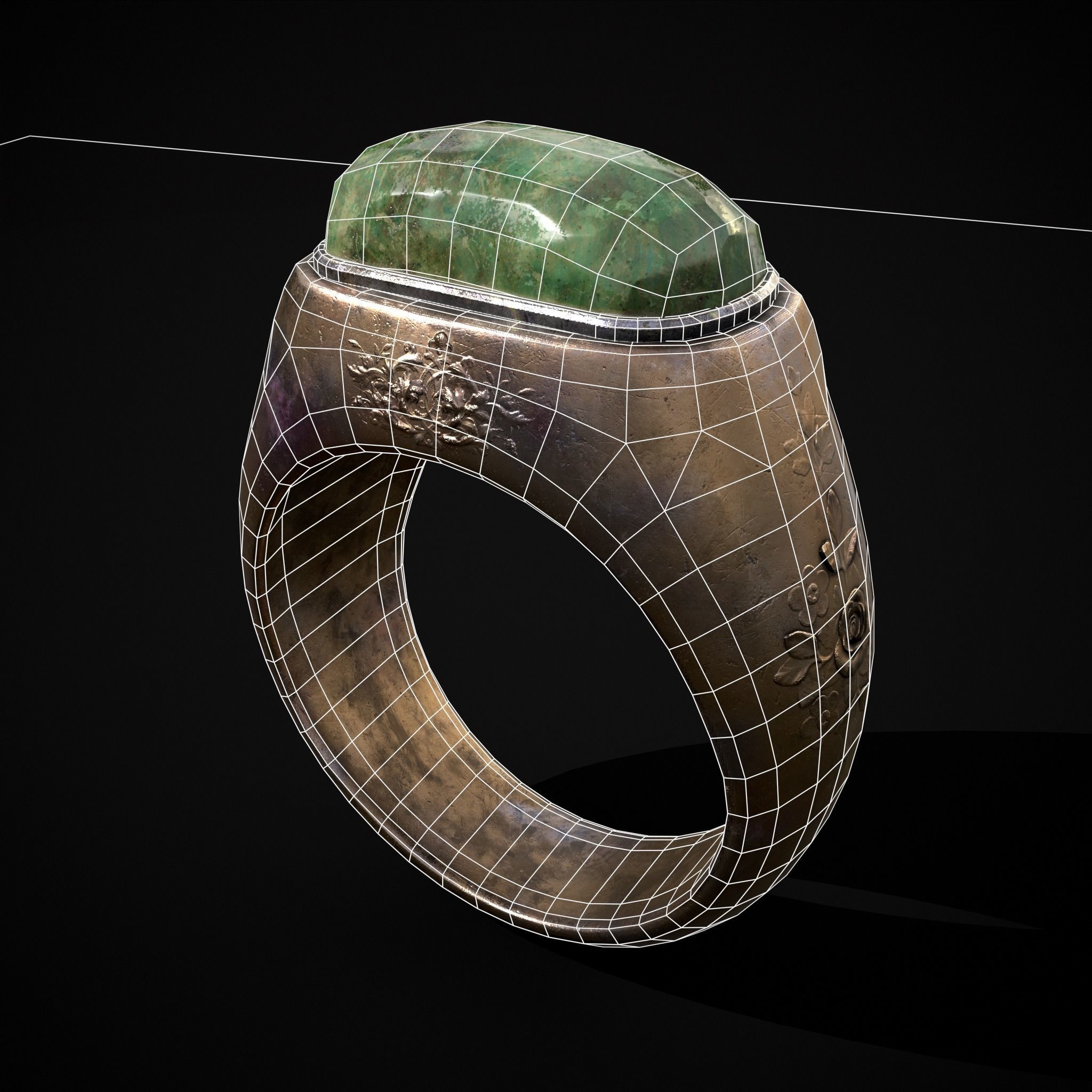 Jade Signet Ring Low-poly 3D model_20