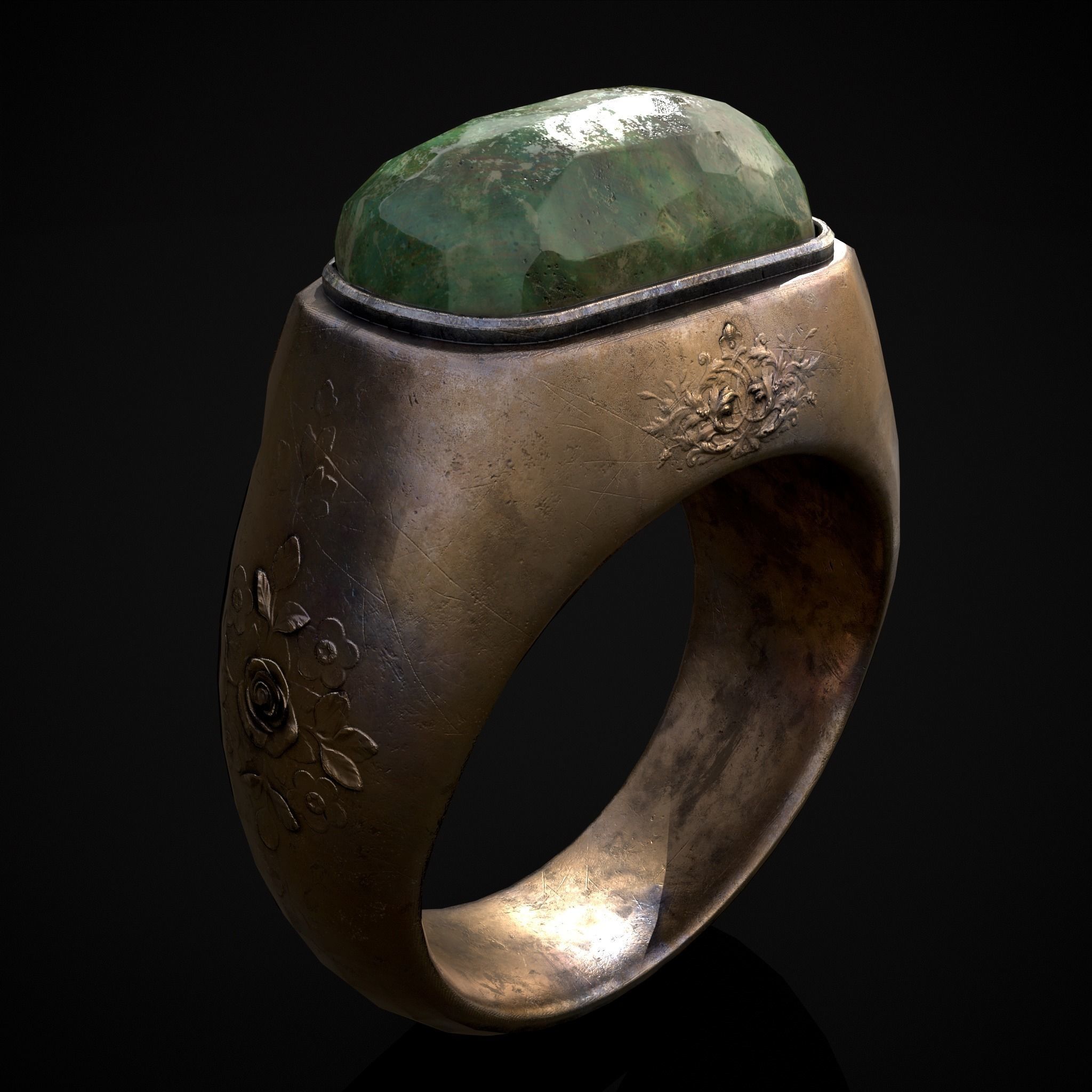 Jade Signet Ring Low-poly 3D model_13