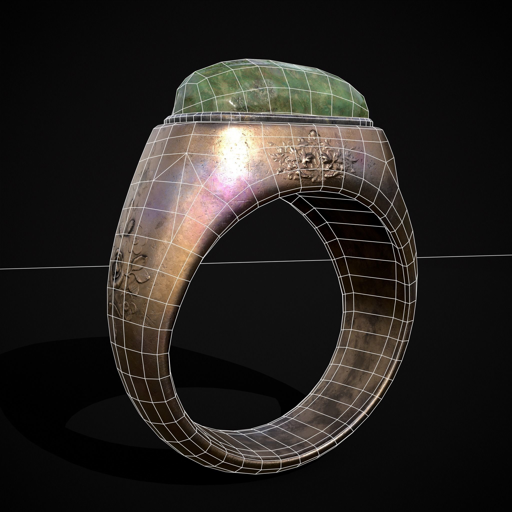 Jade Signet Ring Low-poly 3D model_2