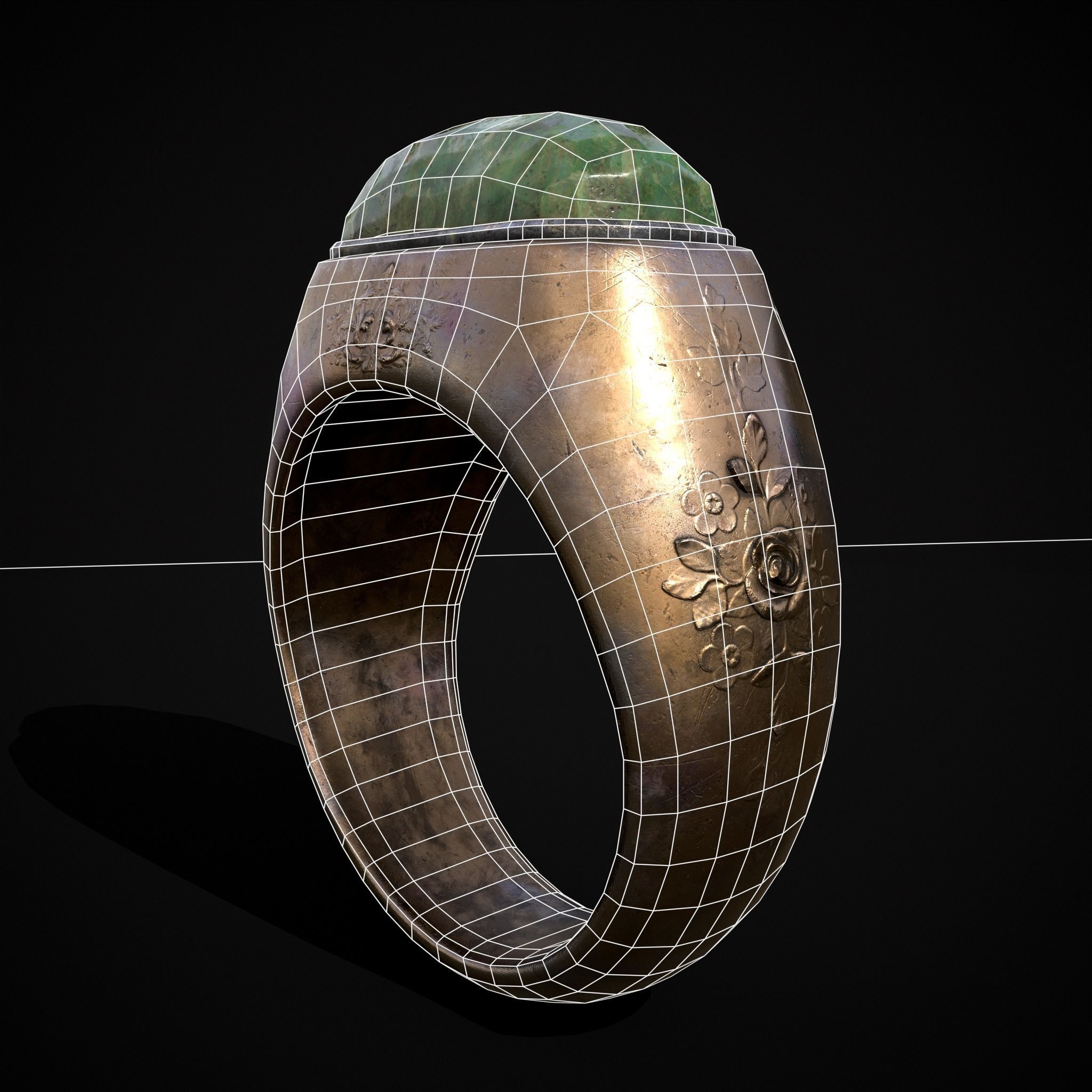 Jade Signet Ring Low-poly 3D model_6
