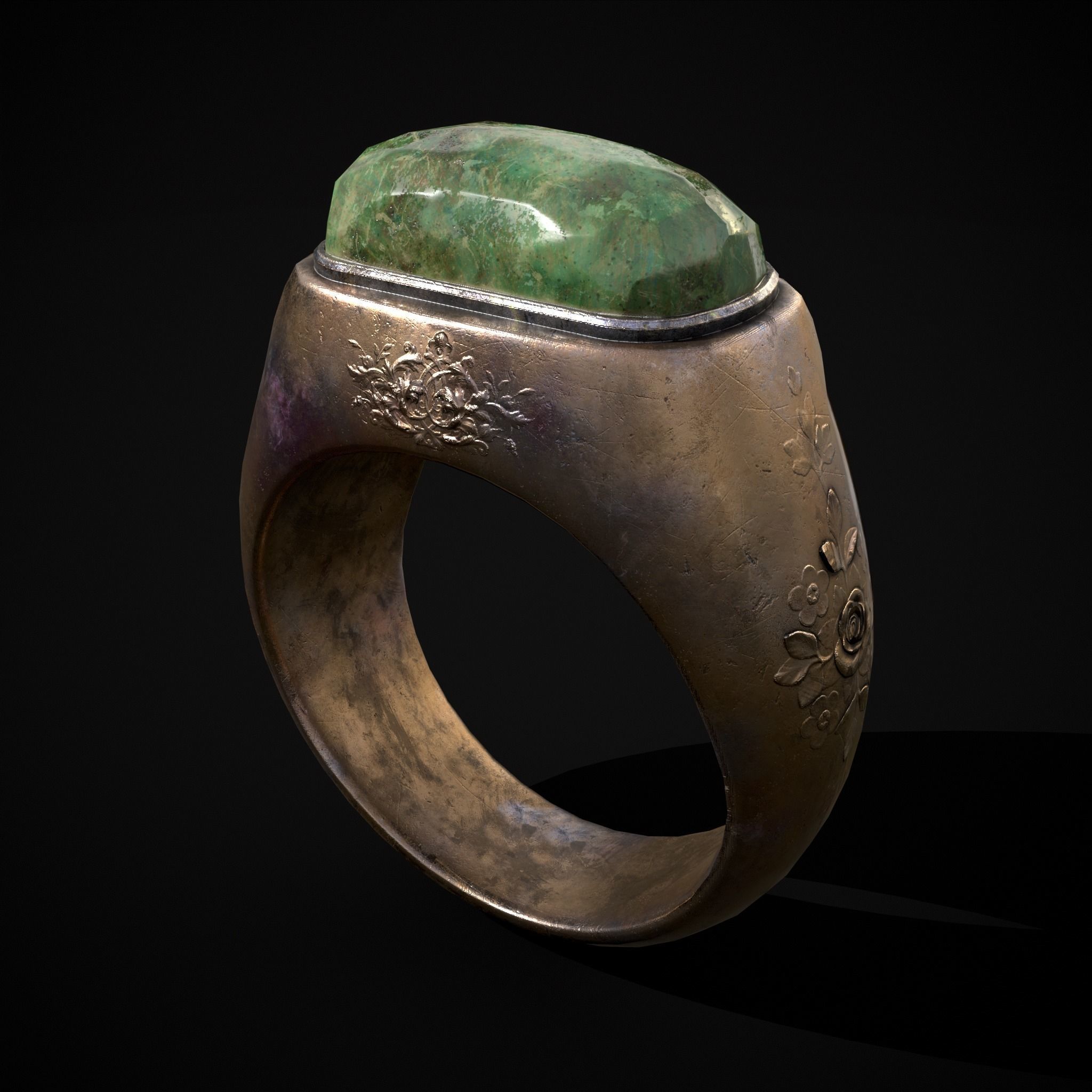 Jade Signet Ring Low-poly 3D model_19
