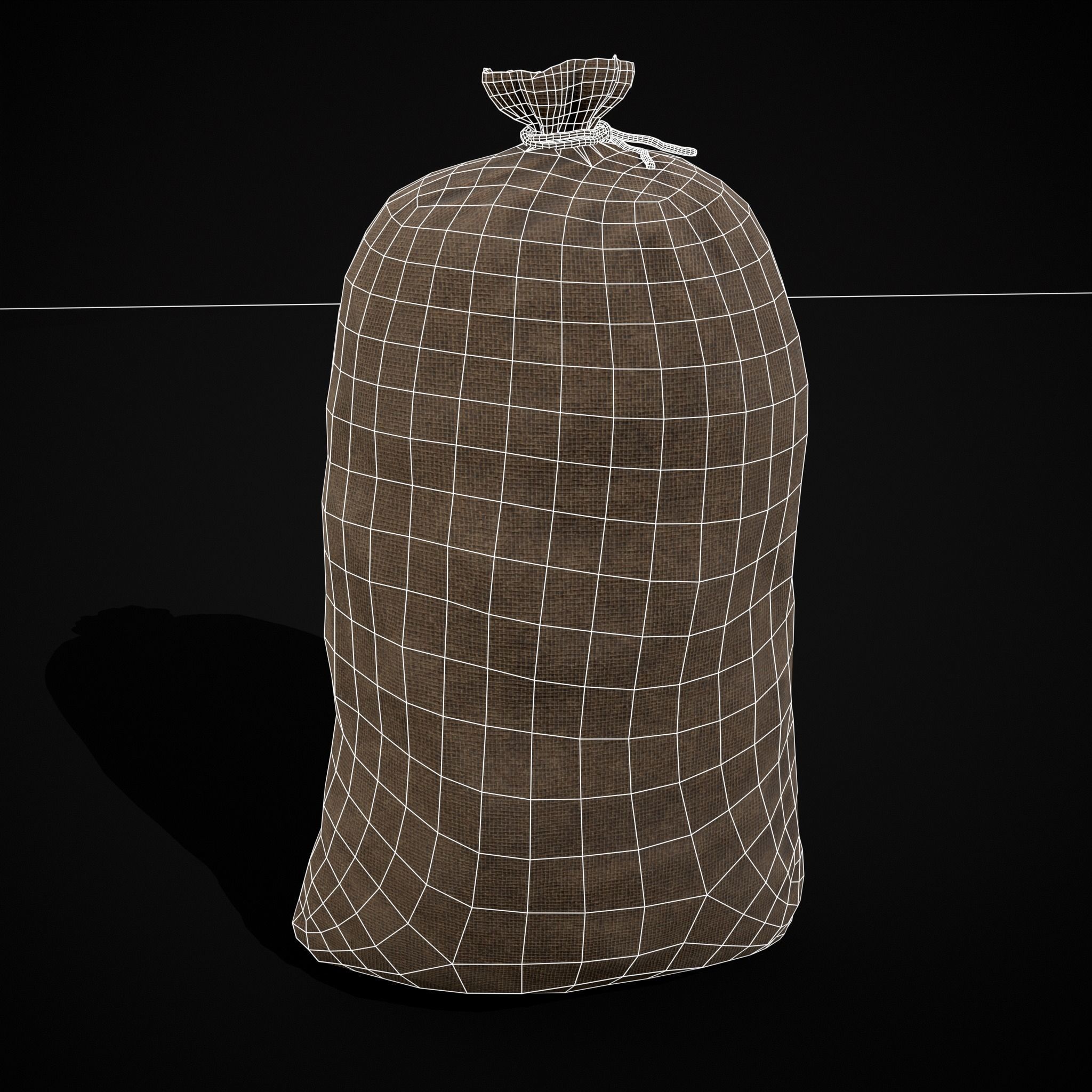 Burlap Sacks of Oats Low-poly 3D model_12