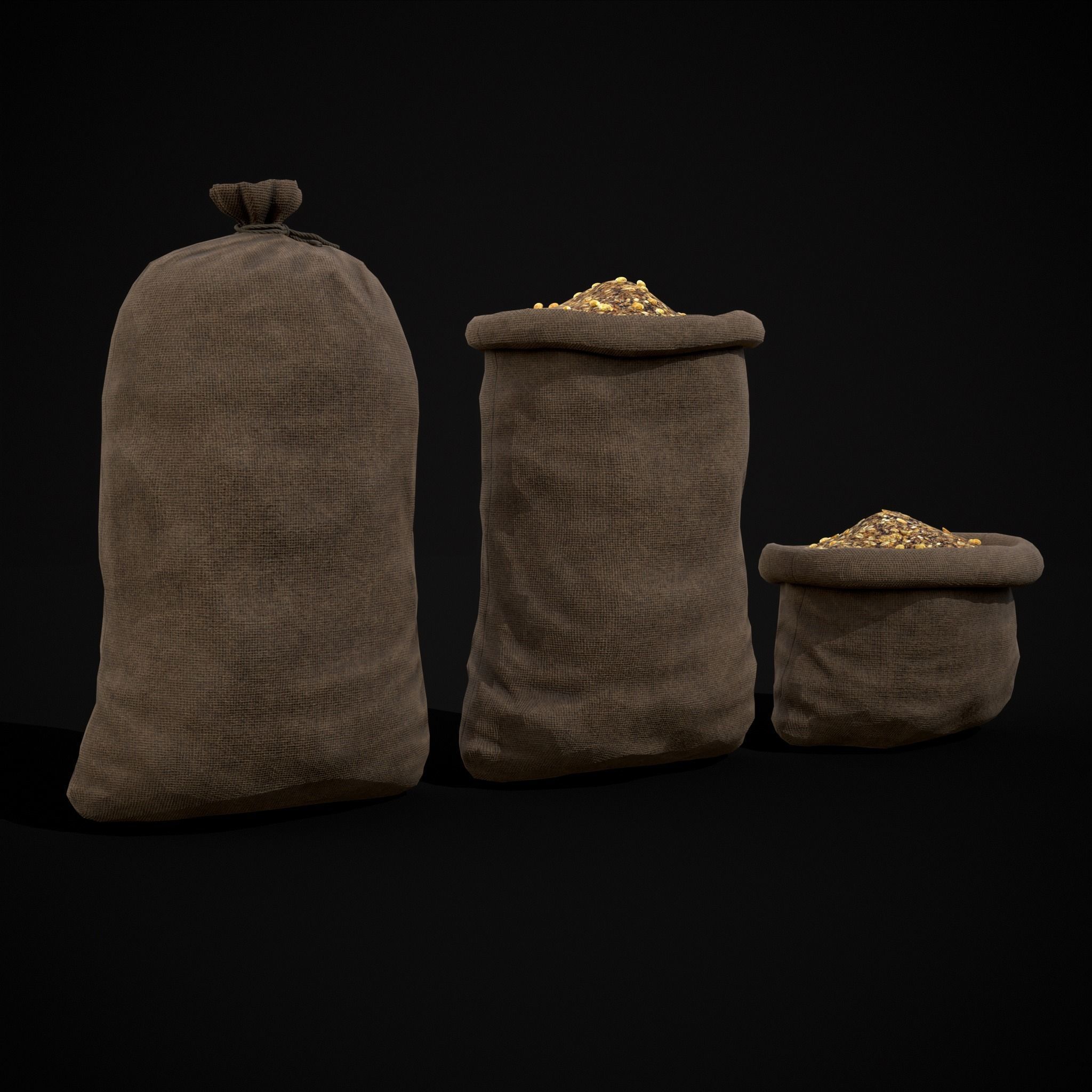 Burlap Sacks of Oats Low-poly 3D model_19