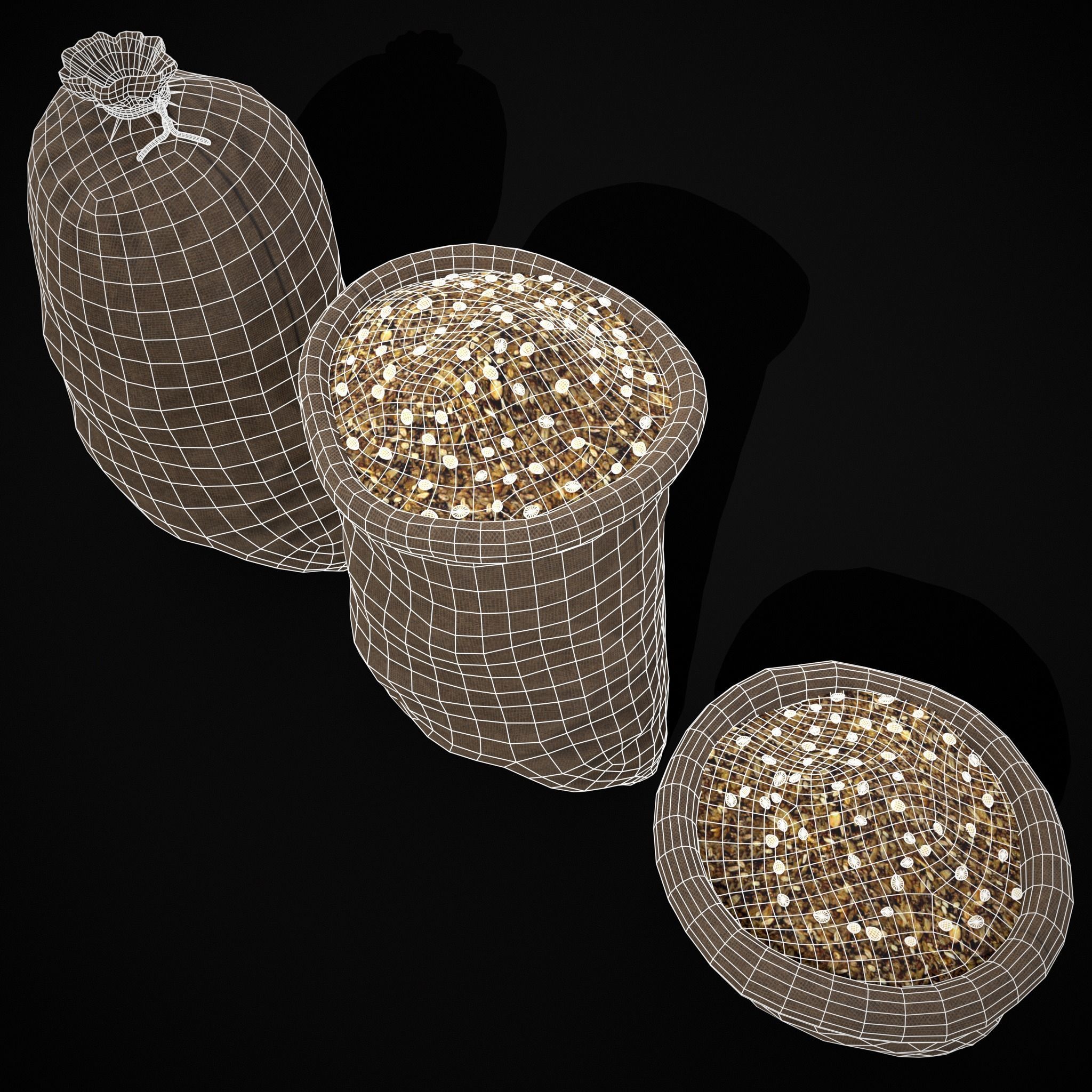 Burlap Sacks of Oats Low-poly 3D model_18