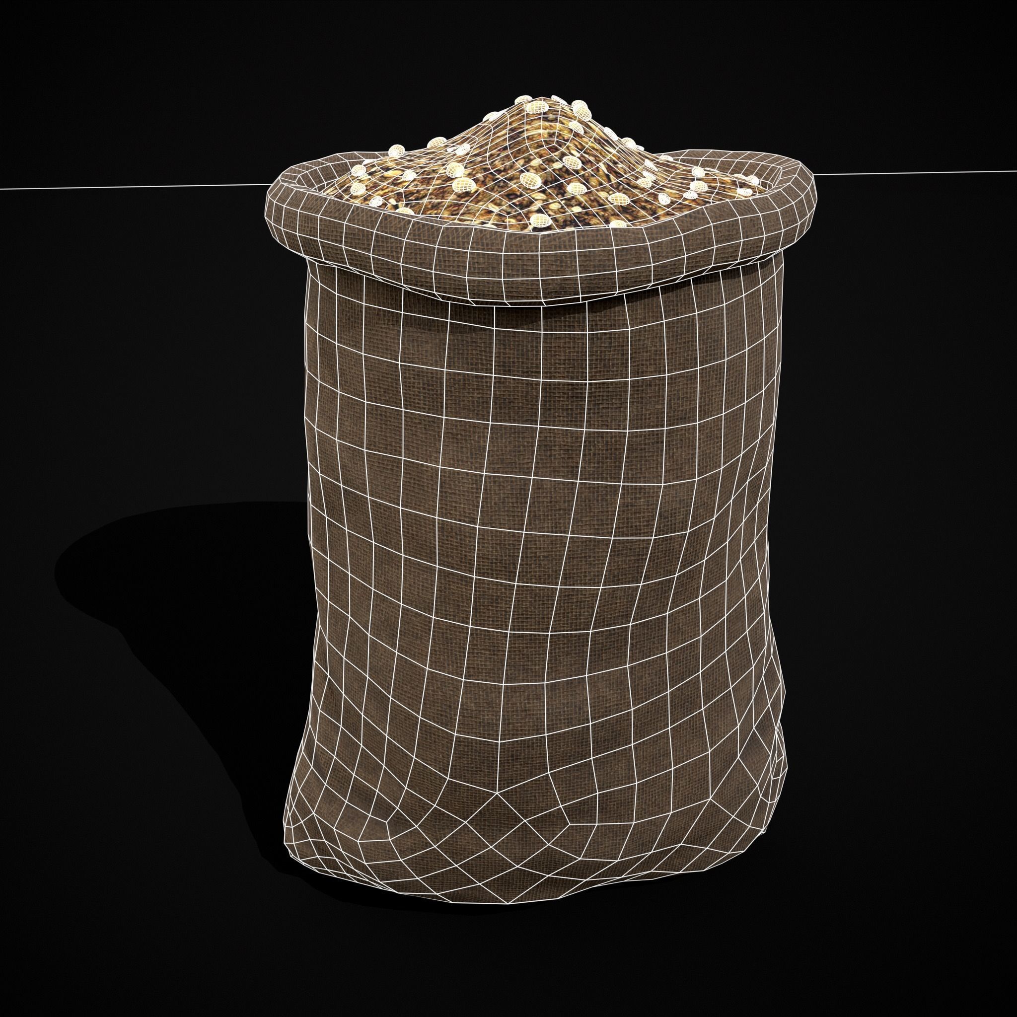 Burlap Sacks of Oats Low-poly 3D model_14