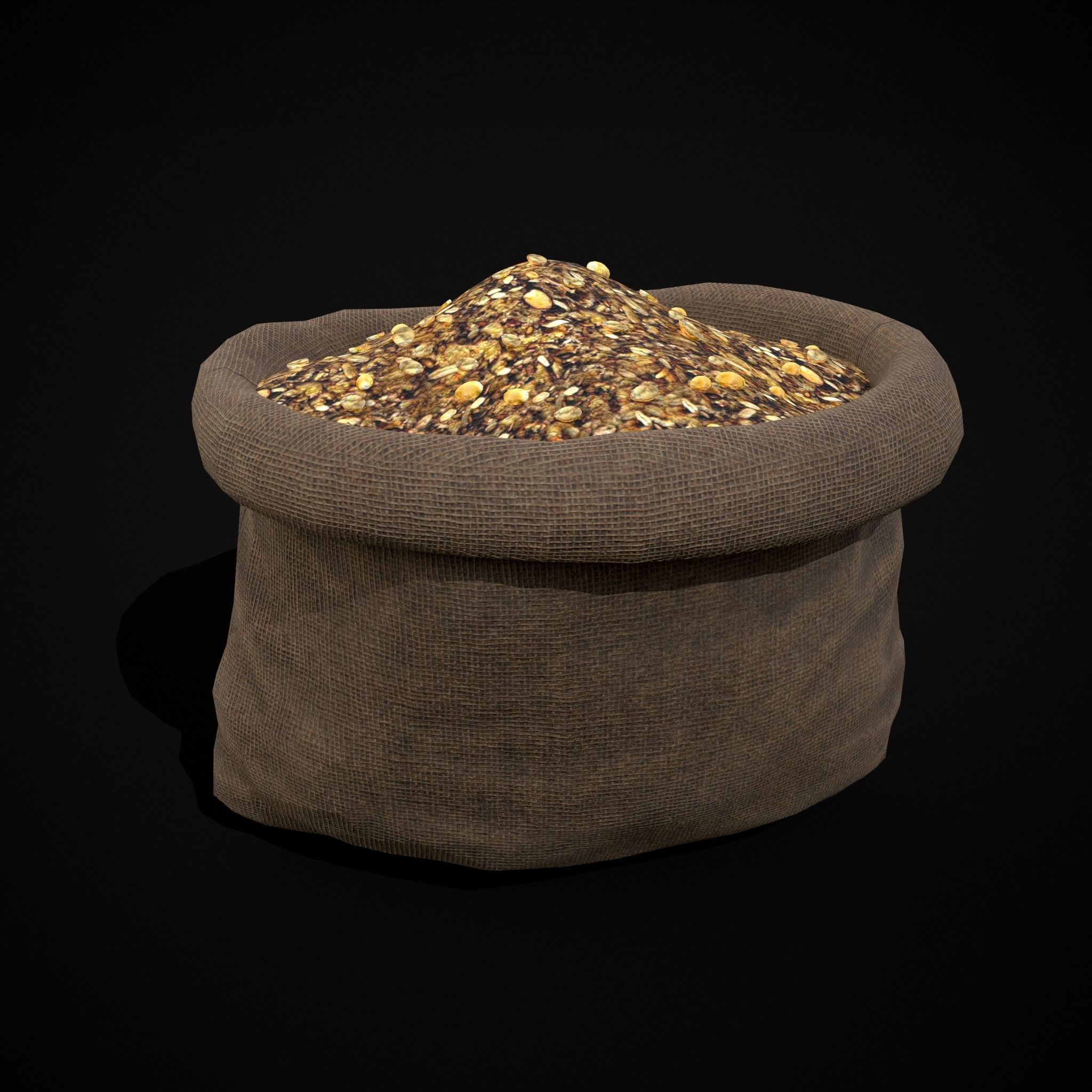 Burlap Sacks of Oats Low-poly 3D model_15