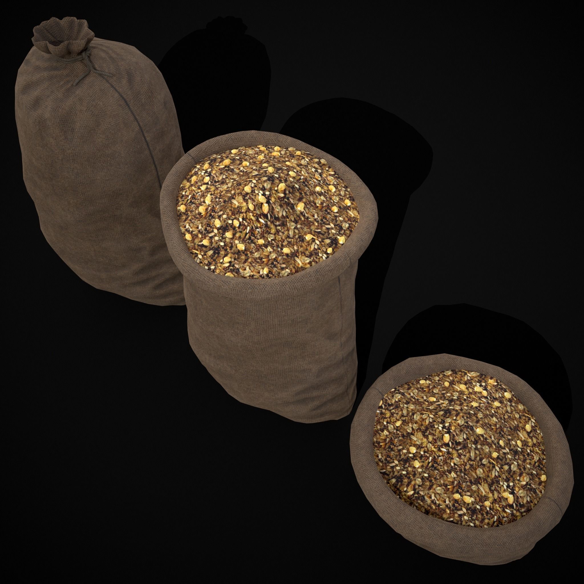Burlap Sacks of Oats Low-poly 3D model_17