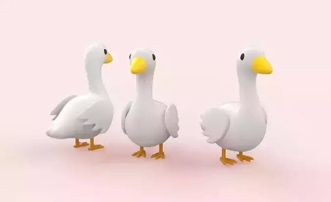 Cartoon Duck Animal Style Cute Low-poly 3D model