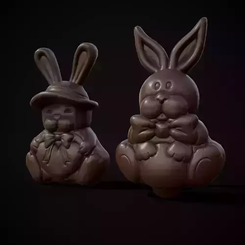 Two Mould Easter Bunnies Low-poly 3D model