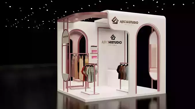 Small booth design 3D model 4m x 3m  