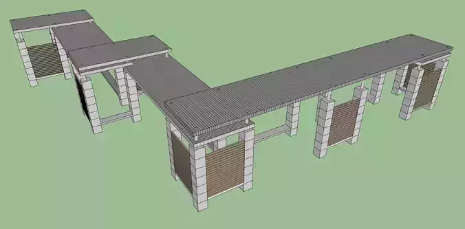 semi shade pavilion for park area 3d model