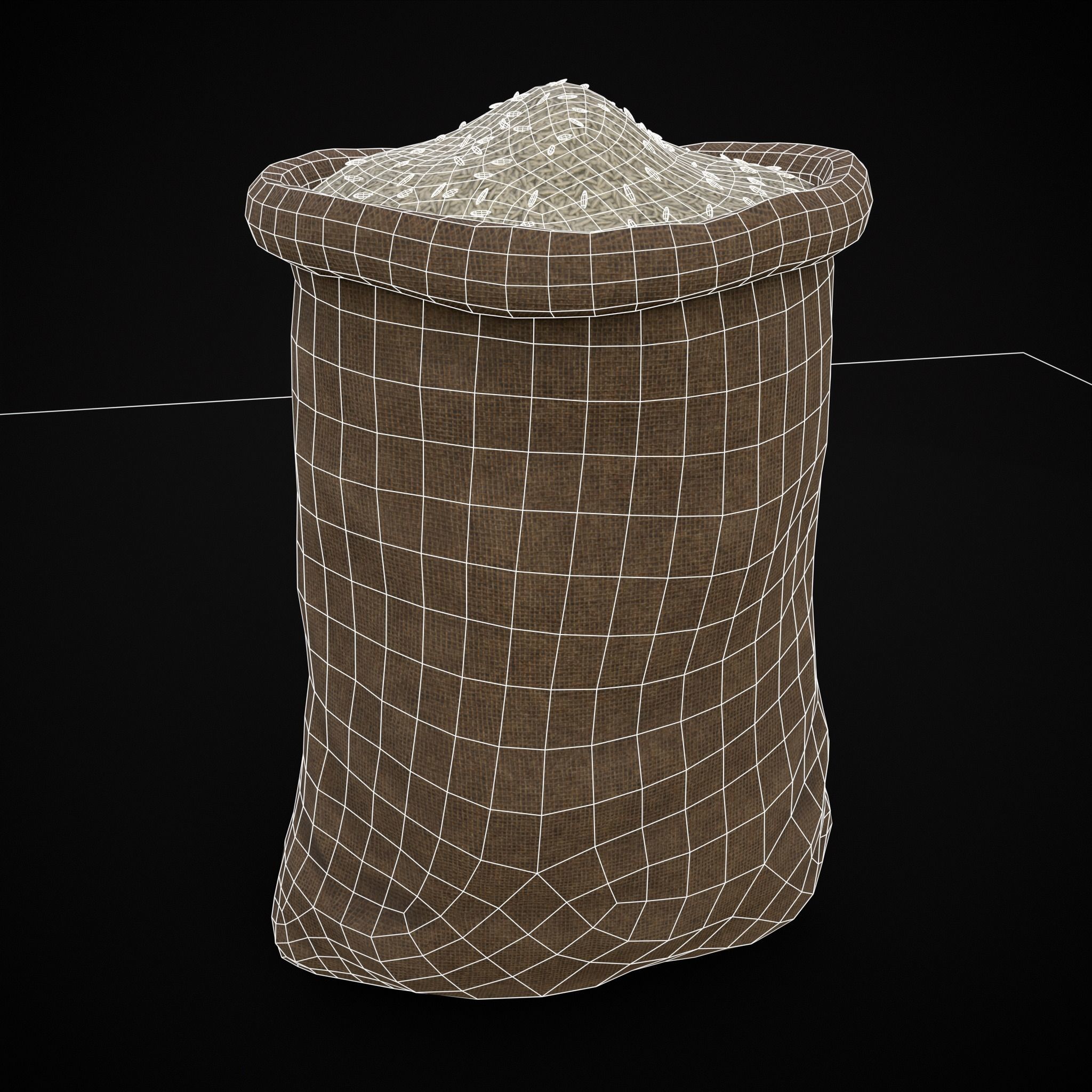 Burlap Sacks of Rice Low-poly 3D model_14