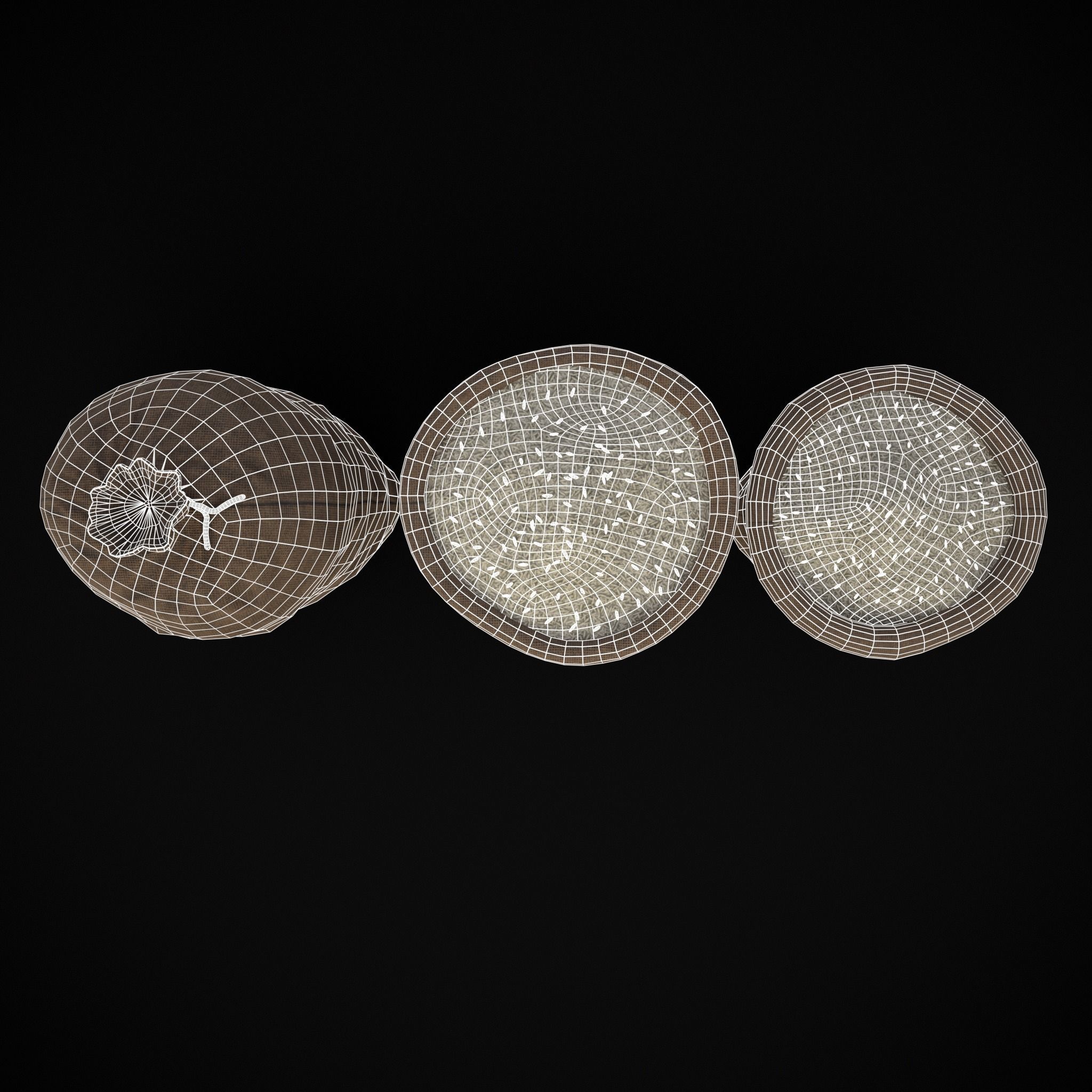Burlap Sacks of Rice Low-poly 3D model_6