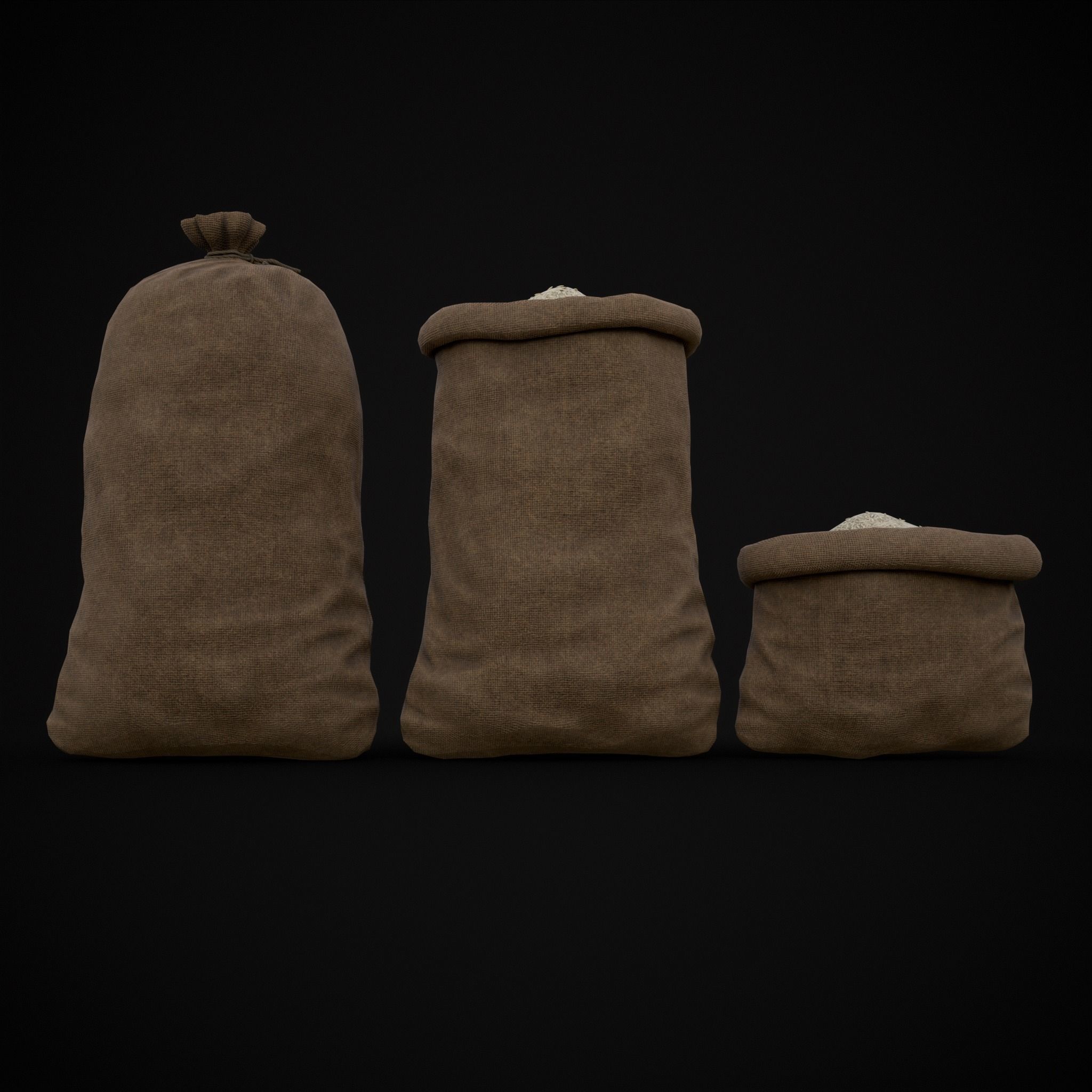 Burlap Sacks of Rice Low-poly 3D model_17