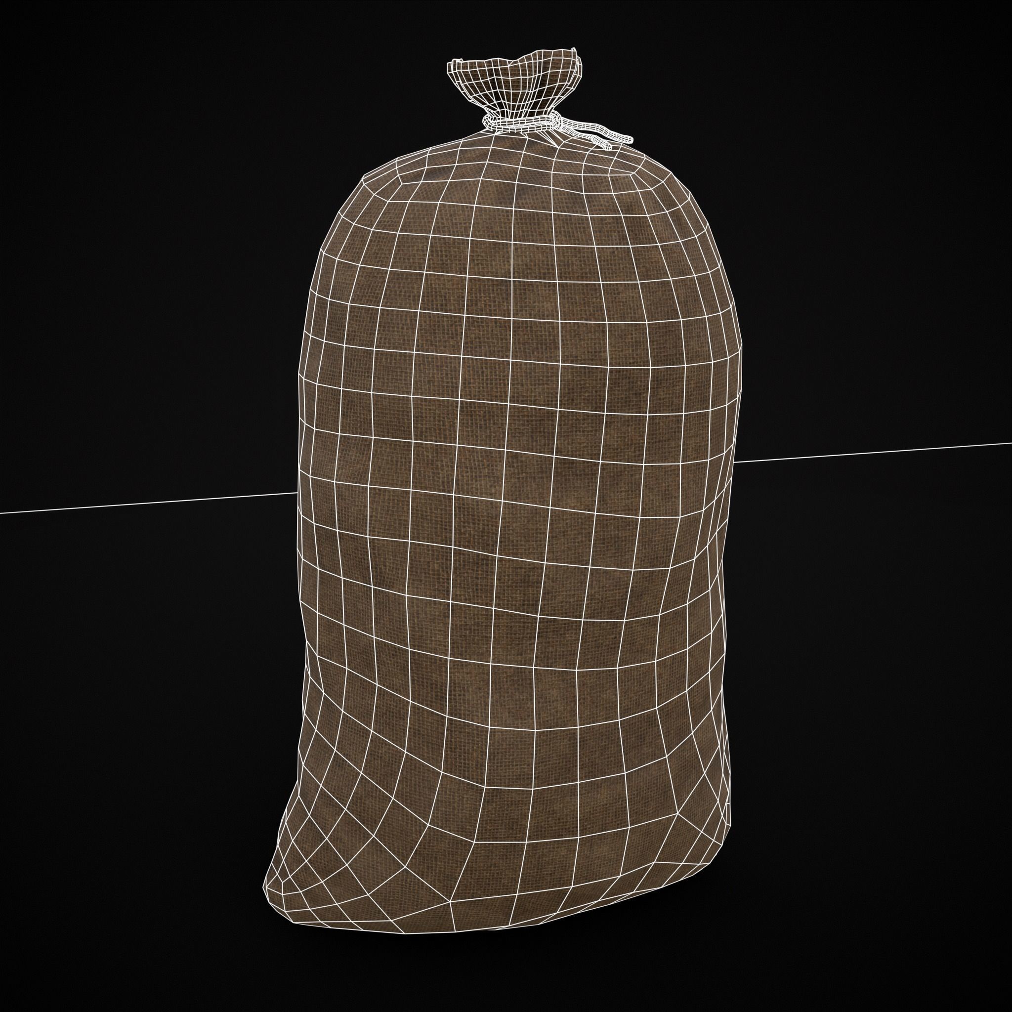 Burlap Sacks of Rice Low-poly 3D model_12