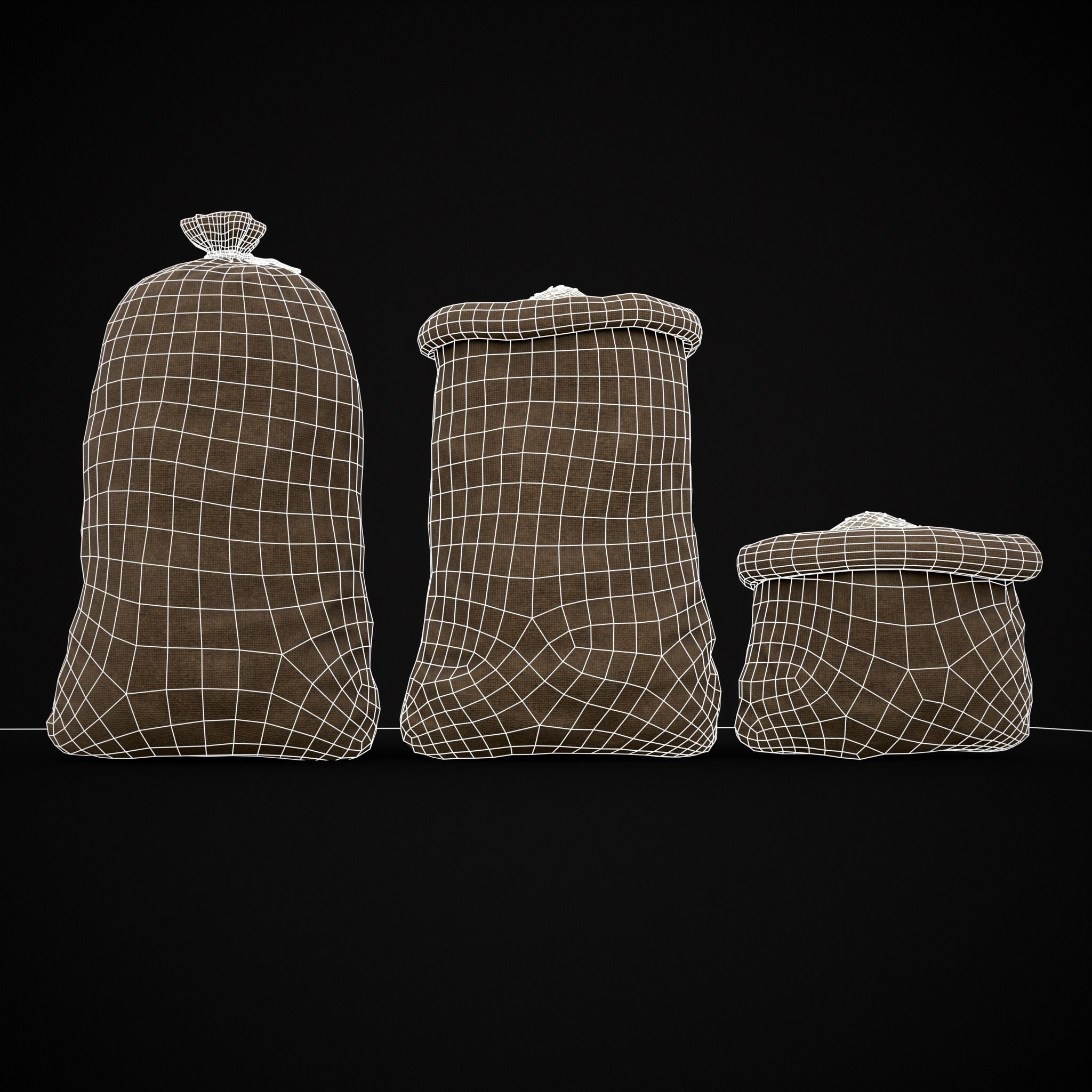 Burlap Sacks of Rice Low-poly 3D model_18