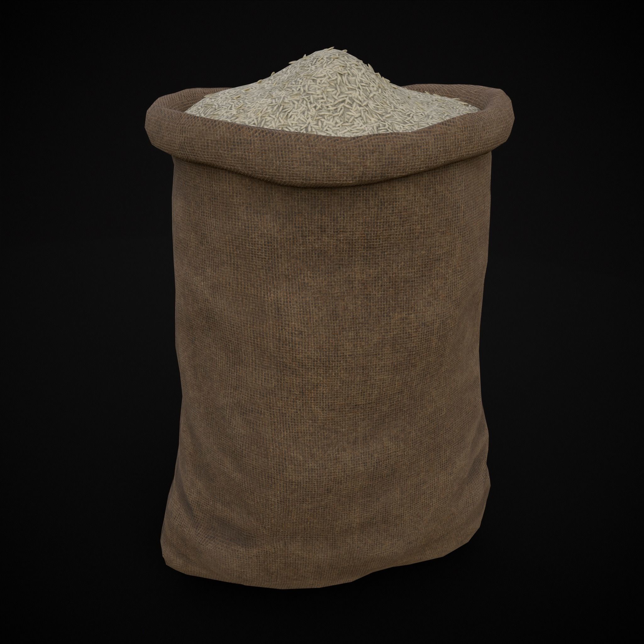 Burlap Sacks of Rice Low-poly 3D model_13