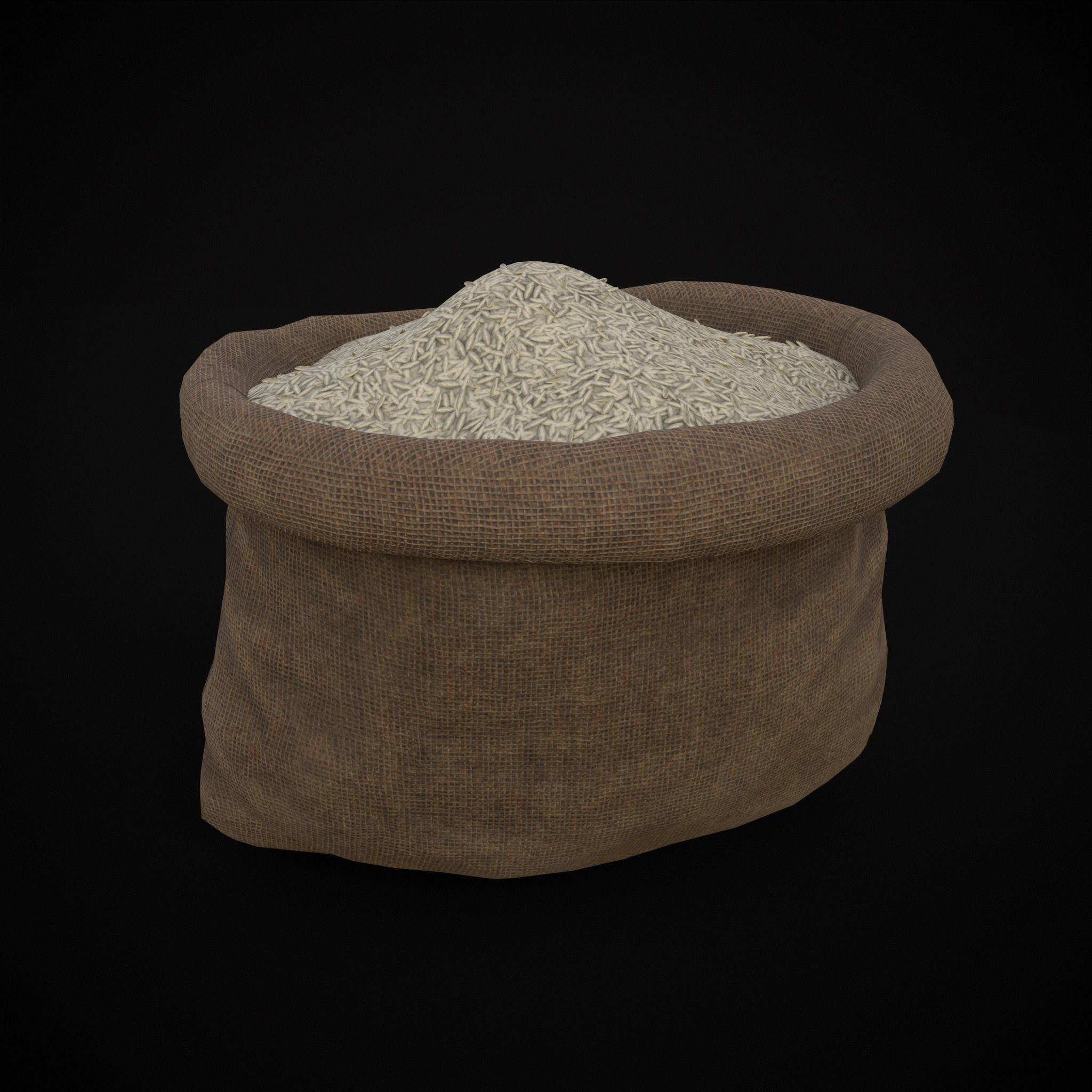 Burlap Sacks of Rice Low-poly 3D model_15