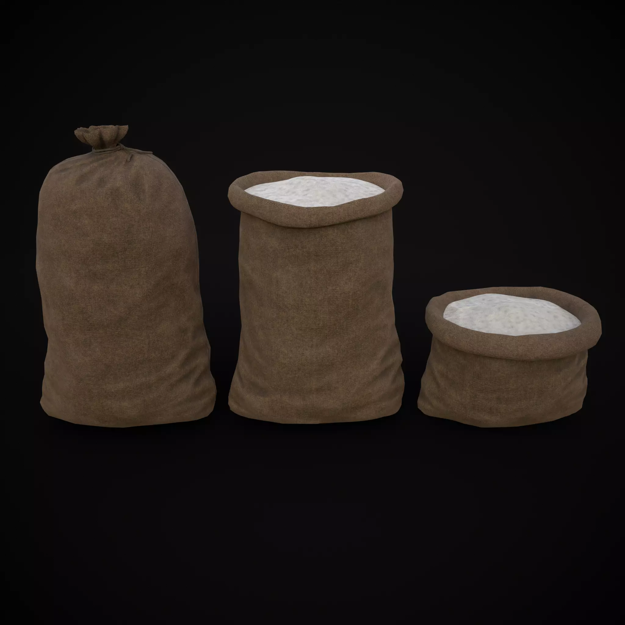 Burlap Sacks of Salt Low-poly 3D model_0