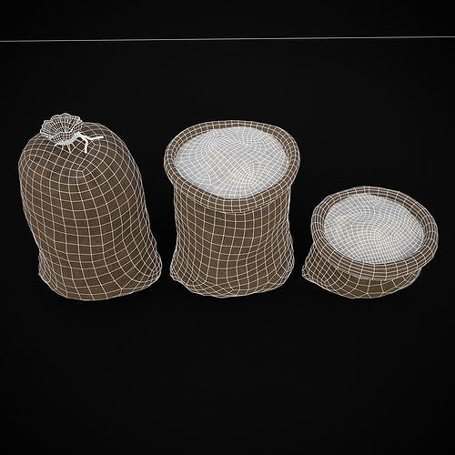 Burlap Sacks of Salt Low-poly 3D model 4