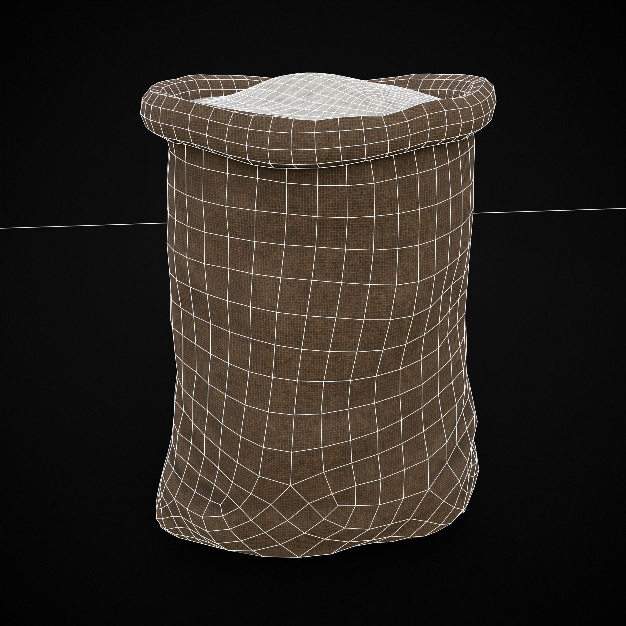 Burlap Sacks of Salt Low-poly 3D model_14