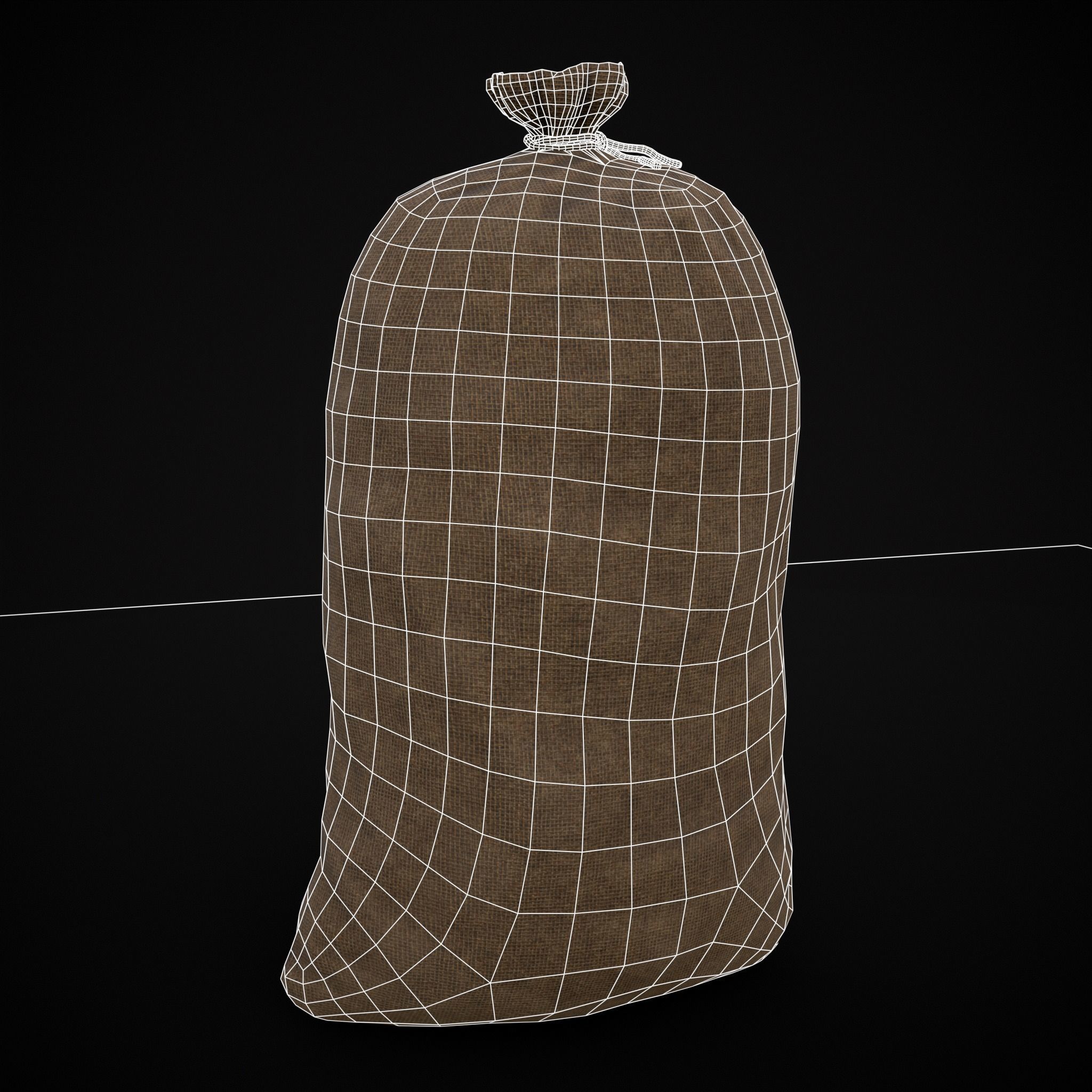 Burlap Sacks of Salt Low-poly 3D model_12