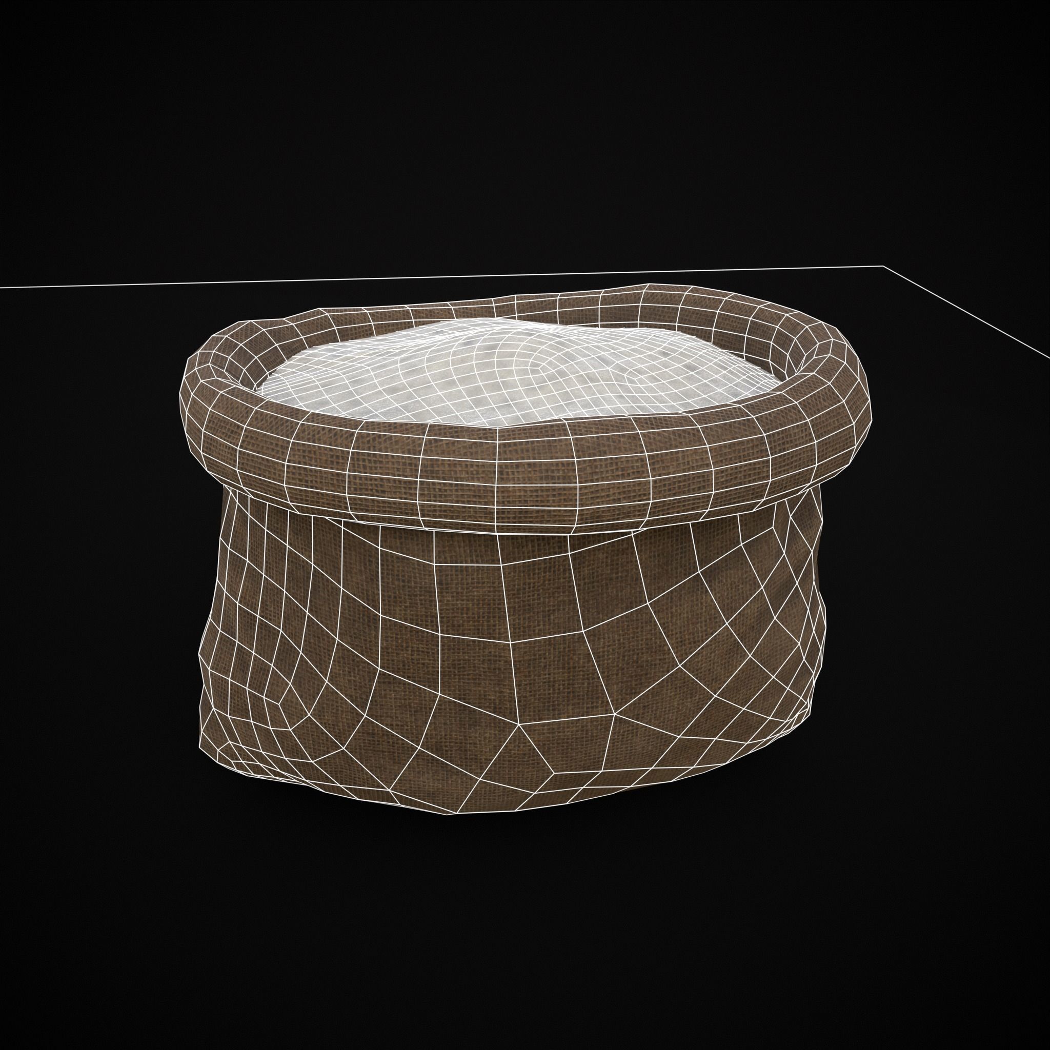 Burlap Sacks of Salt Low-poly 3D model_16