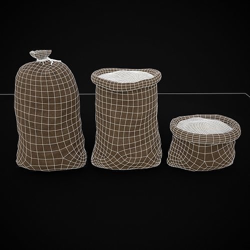 Burlap Sacks of Salt Low-poly 3D model 2