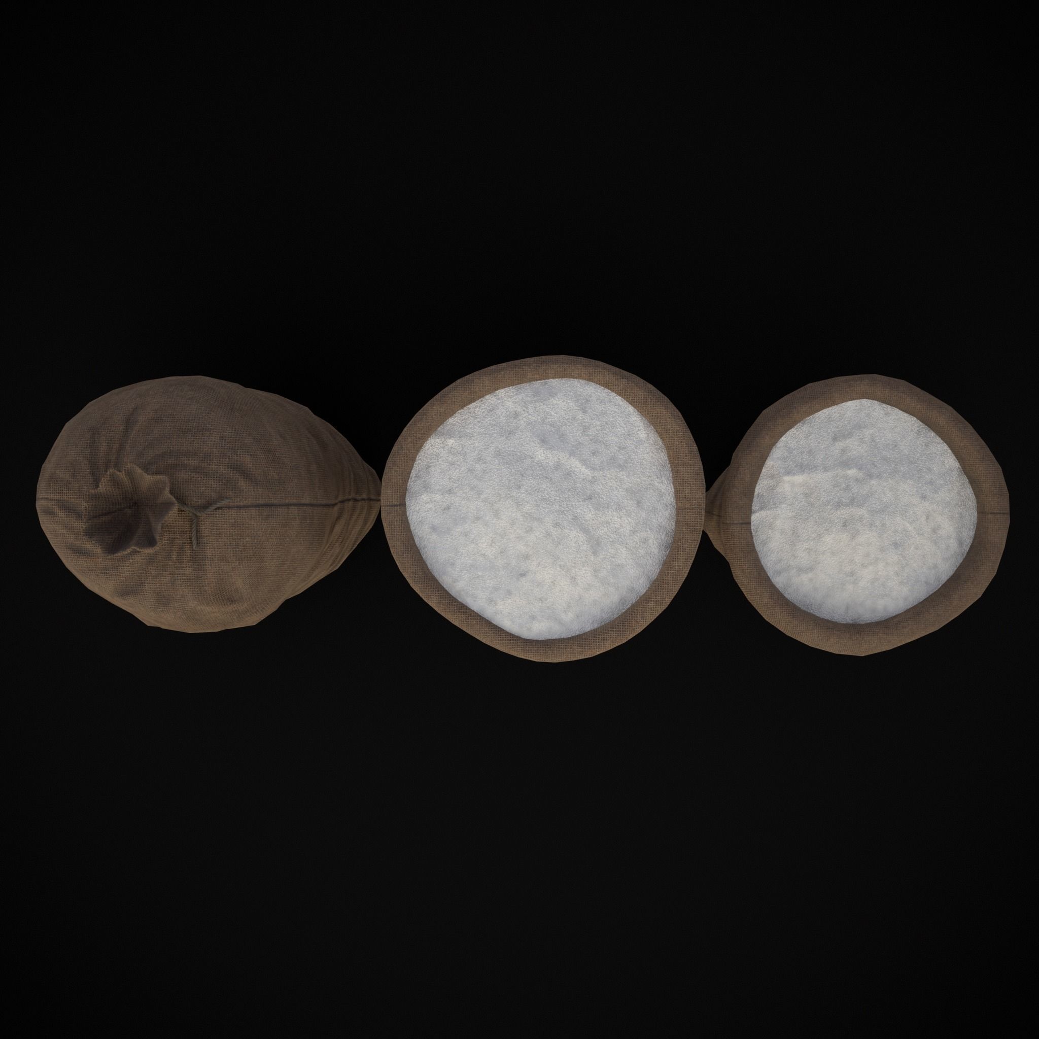 Burlap Sacks of Salt Low-poly 3D model_5