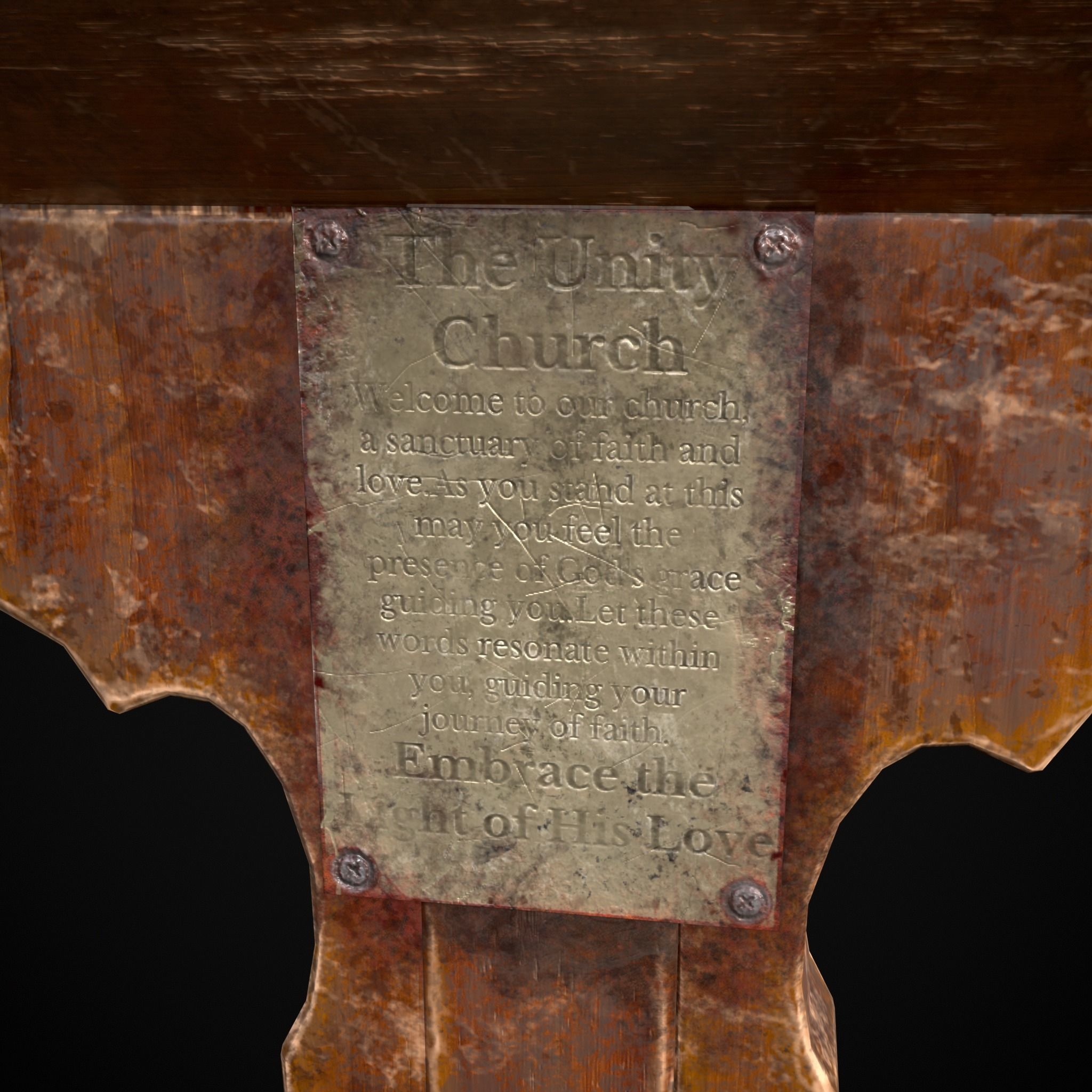 Antique Wooden Lecturn Low-poly 3D model_21