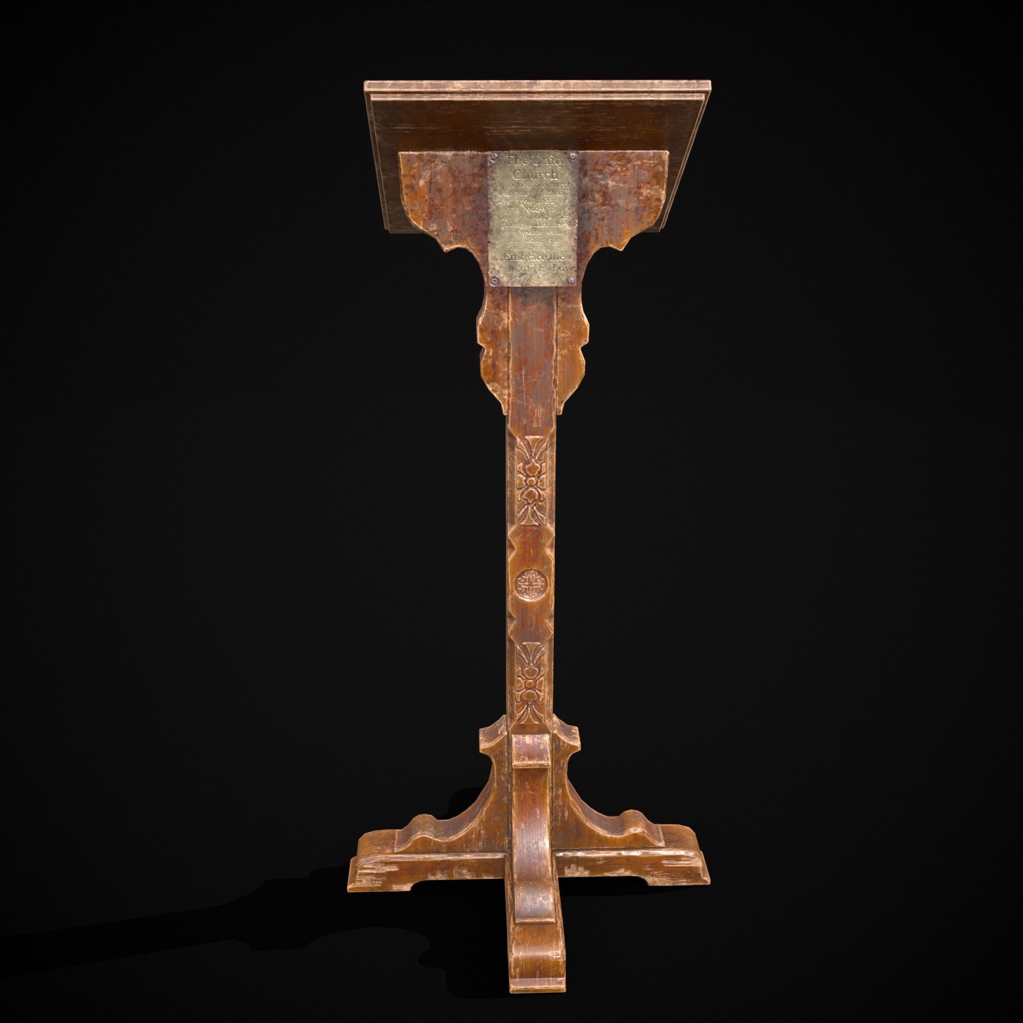 Antique Wooden Lecturn Low-poly 3D model_11