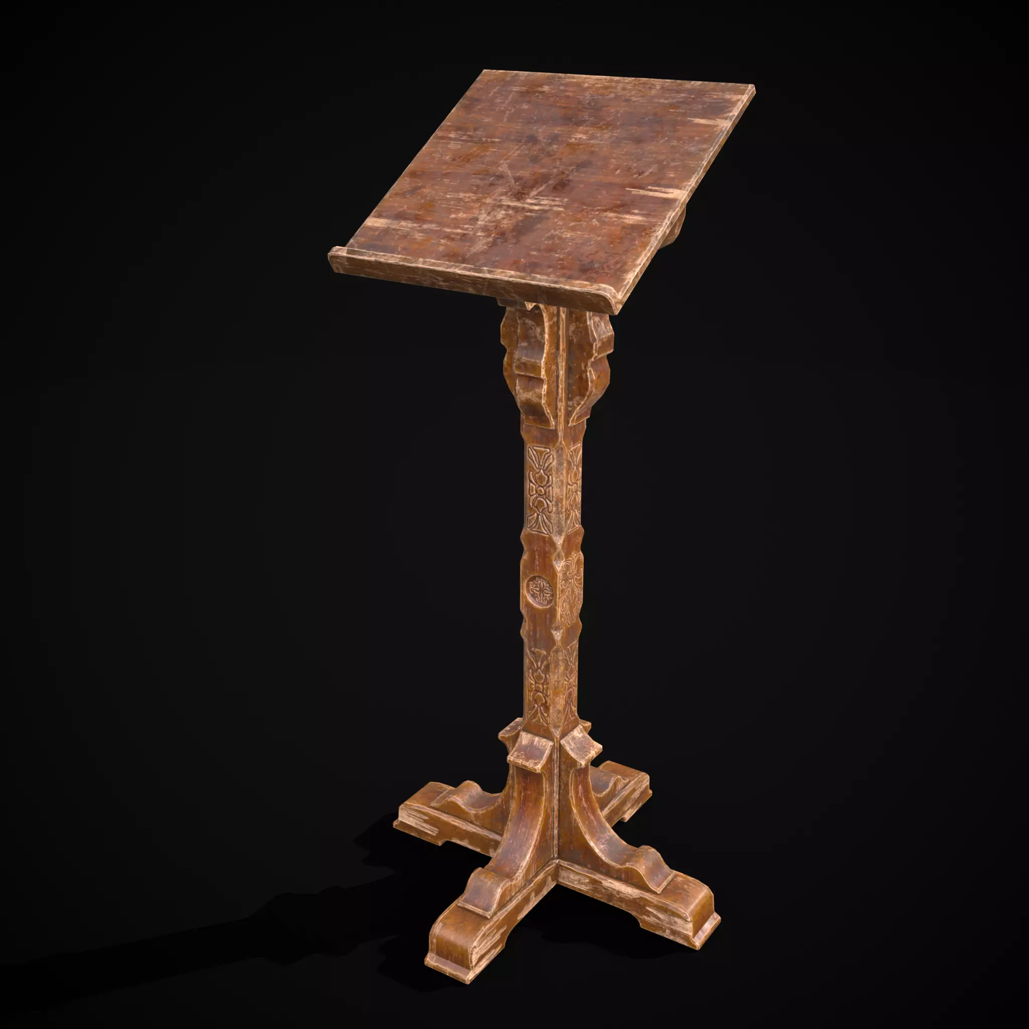 Antique Wooden Lecturn Low-poly 3D model_0
