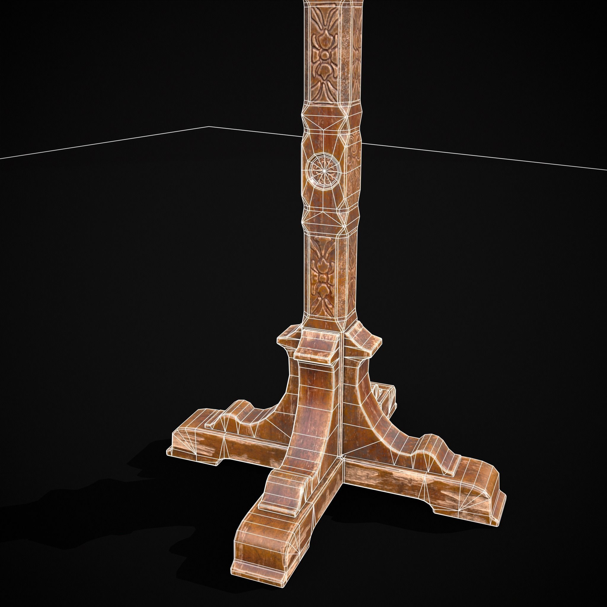 Antique Wooden Lecturn Low-poly 3D model_18
