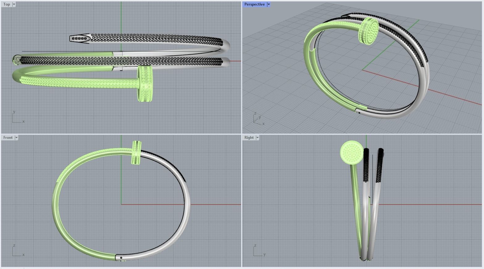 Bracelet juste un clou double 3D print model_5