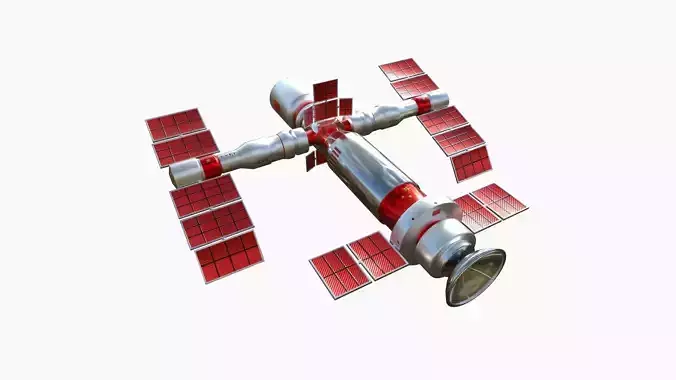 Satellite F10 China - SciFi Space Design Low-poly 3D model