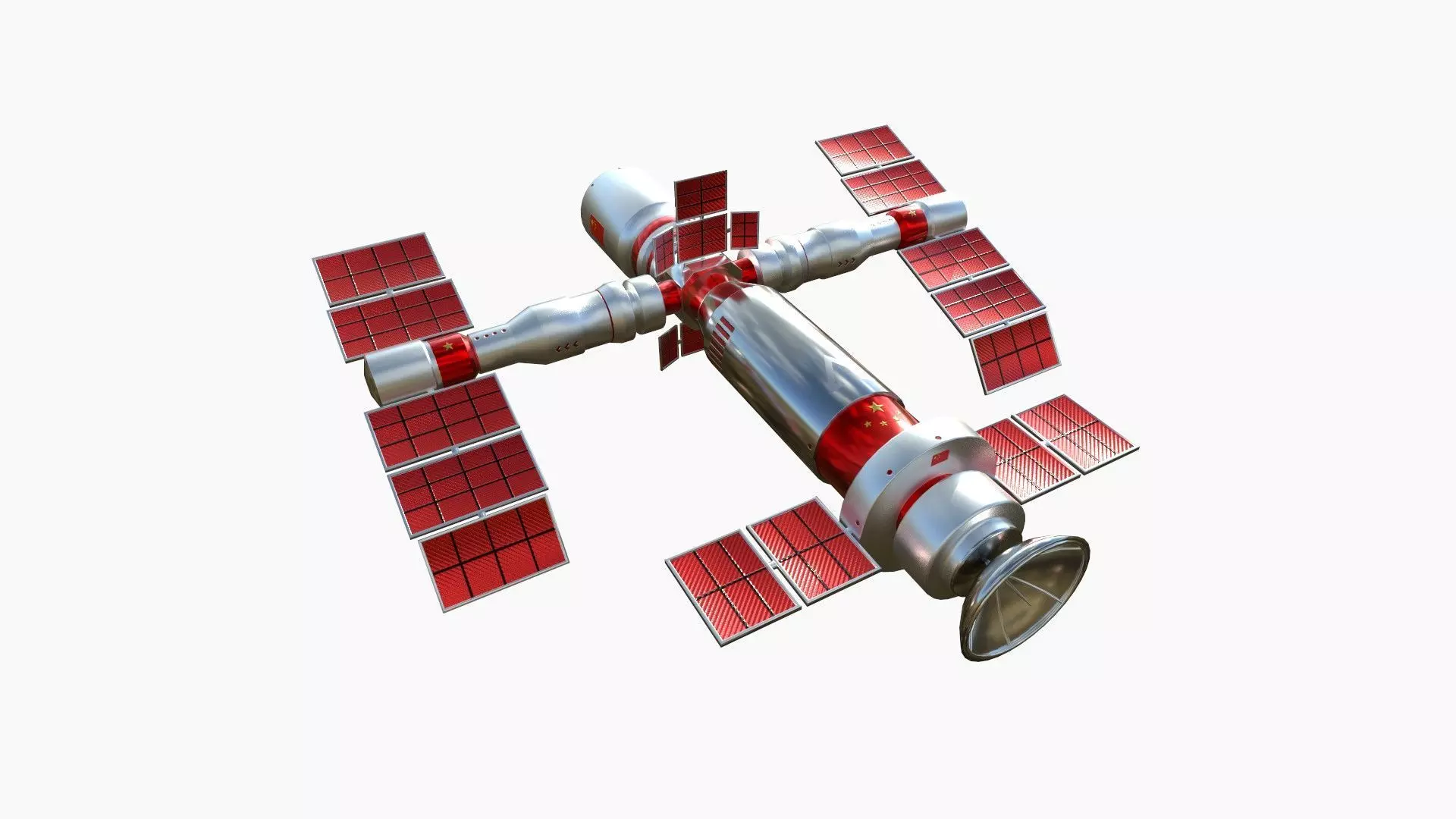 Satellite F10 China - SciFi Space Design Low-poly 3D model_0