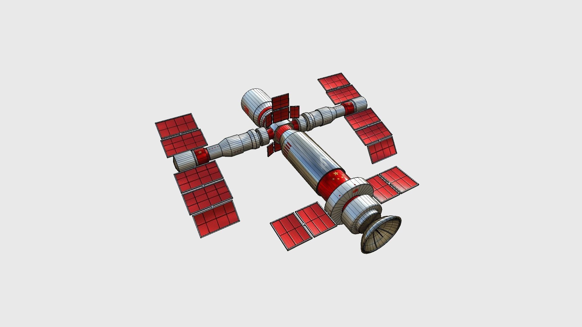 Satellite F10 China - SciFi Space Design Low-poly 3D model_6