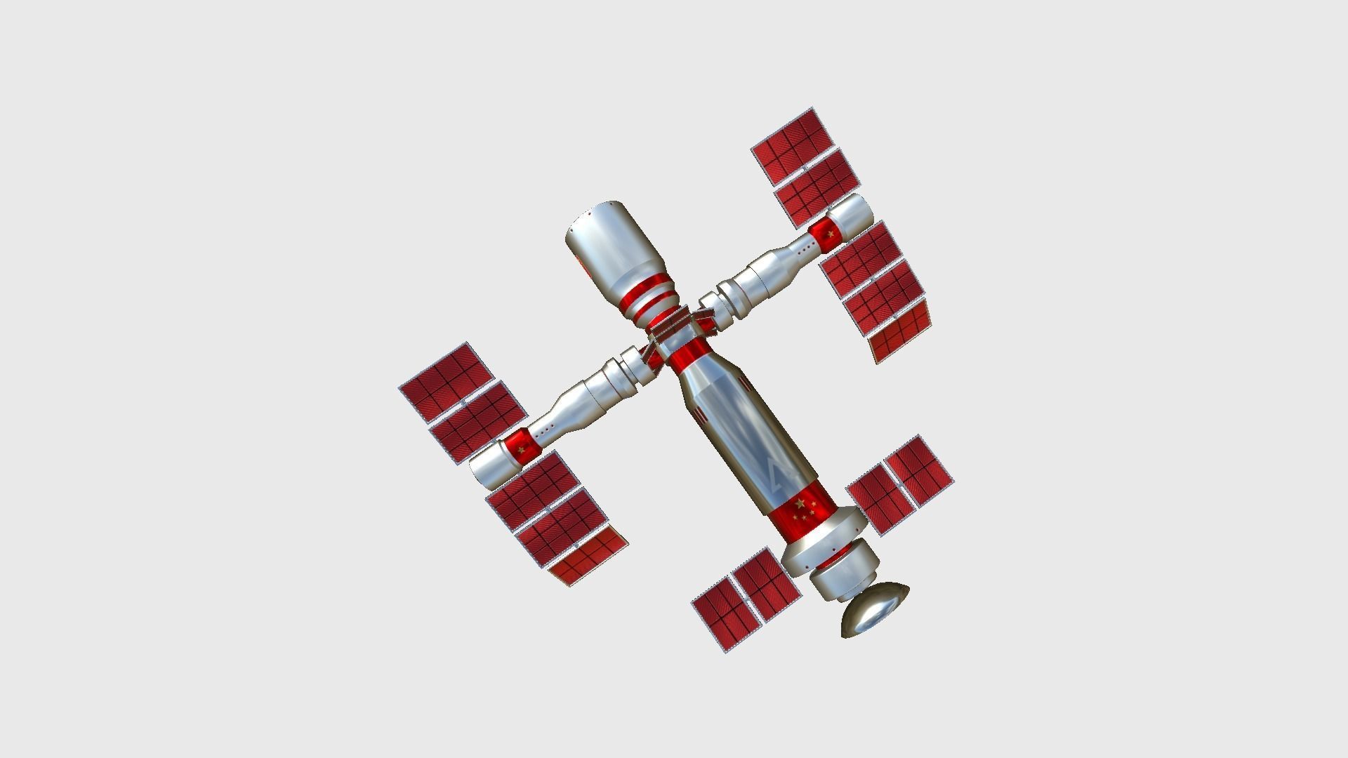 Satellite F10 China - SciFi Space Design Low-poly 3D model_2