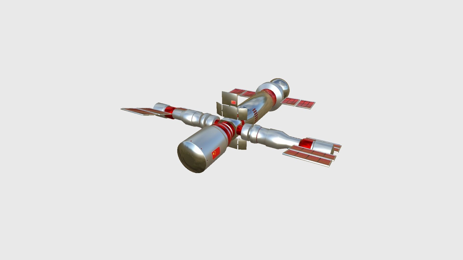Satellite F10 China - SciFi Space Design Low-poly 3D model_4